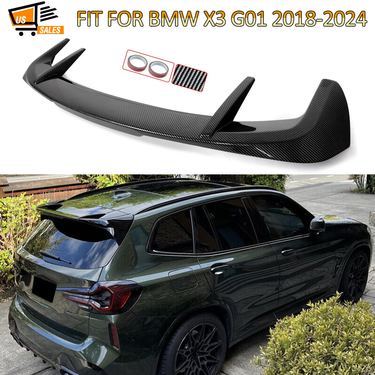 NEW Carbon Fiber Style Rear Roof Spoiler Trunk Wing For 2018-2024 BMW X3 G01 SUV NEW Carbon Fiber Style Rear Roof Spoiler Trunk Wing For 2018-2024 BMW X3 G01 SUV