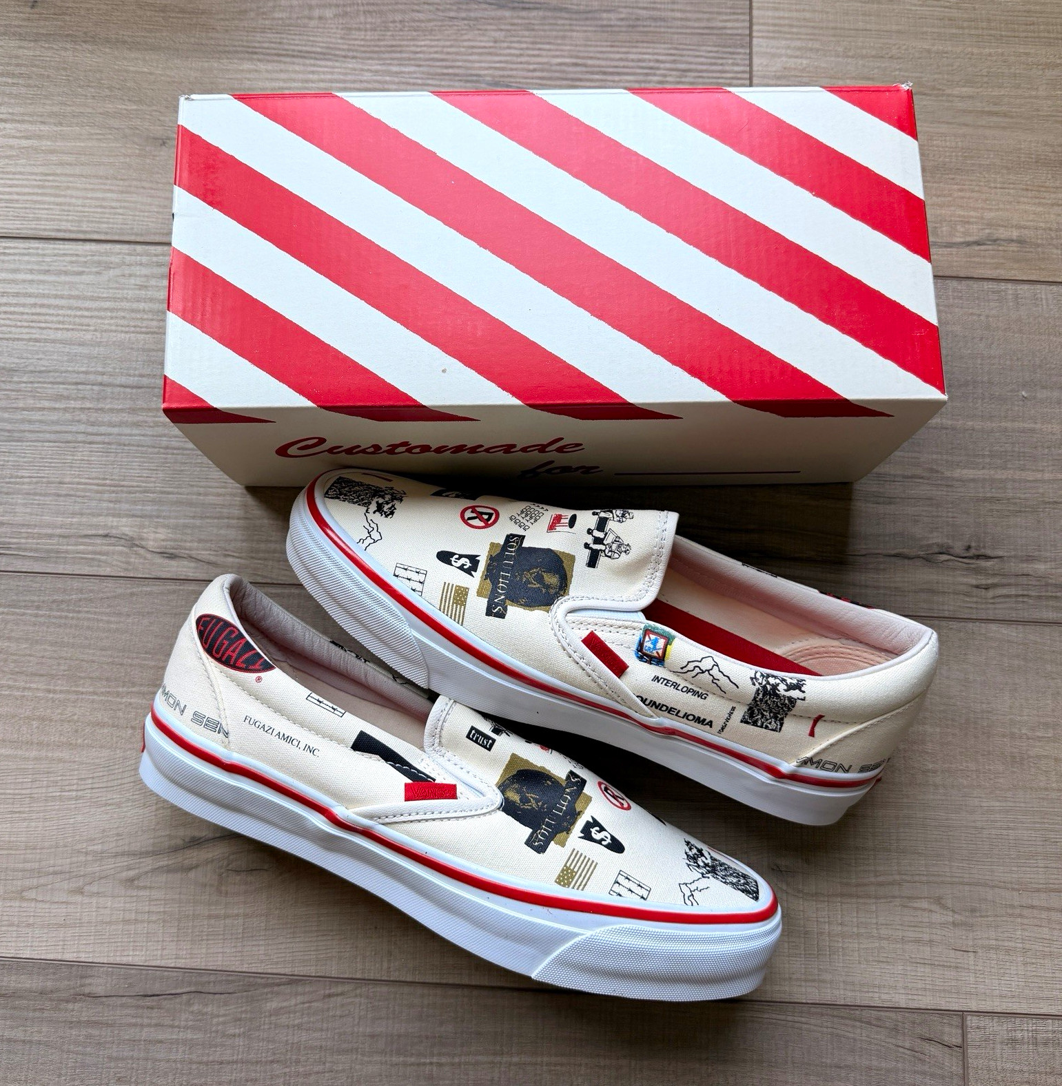 VANS x Fugazi LX Classic Slip-On 98 White Skate Shoes Men’s US 9 D