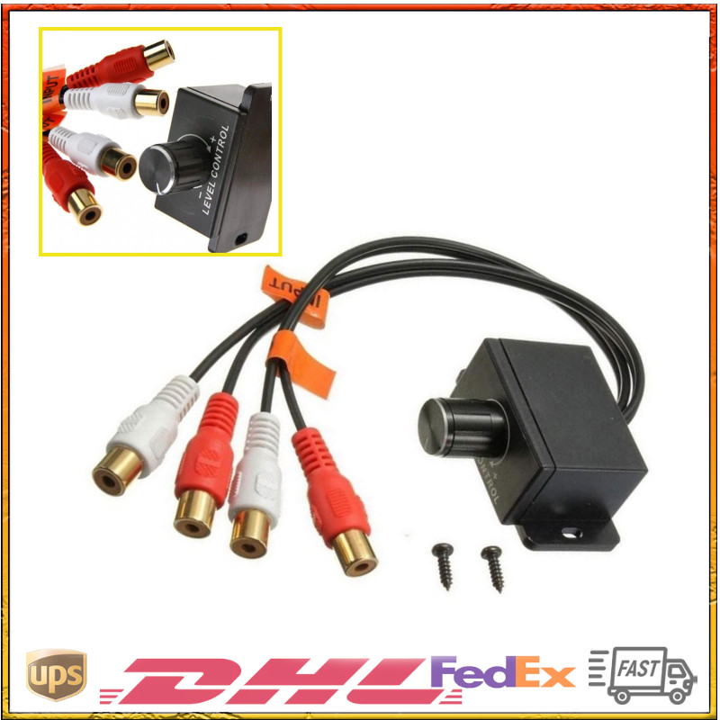 Universal Car Bass Amplifier Remote Level Control Knob Stereo RCA Input & Output