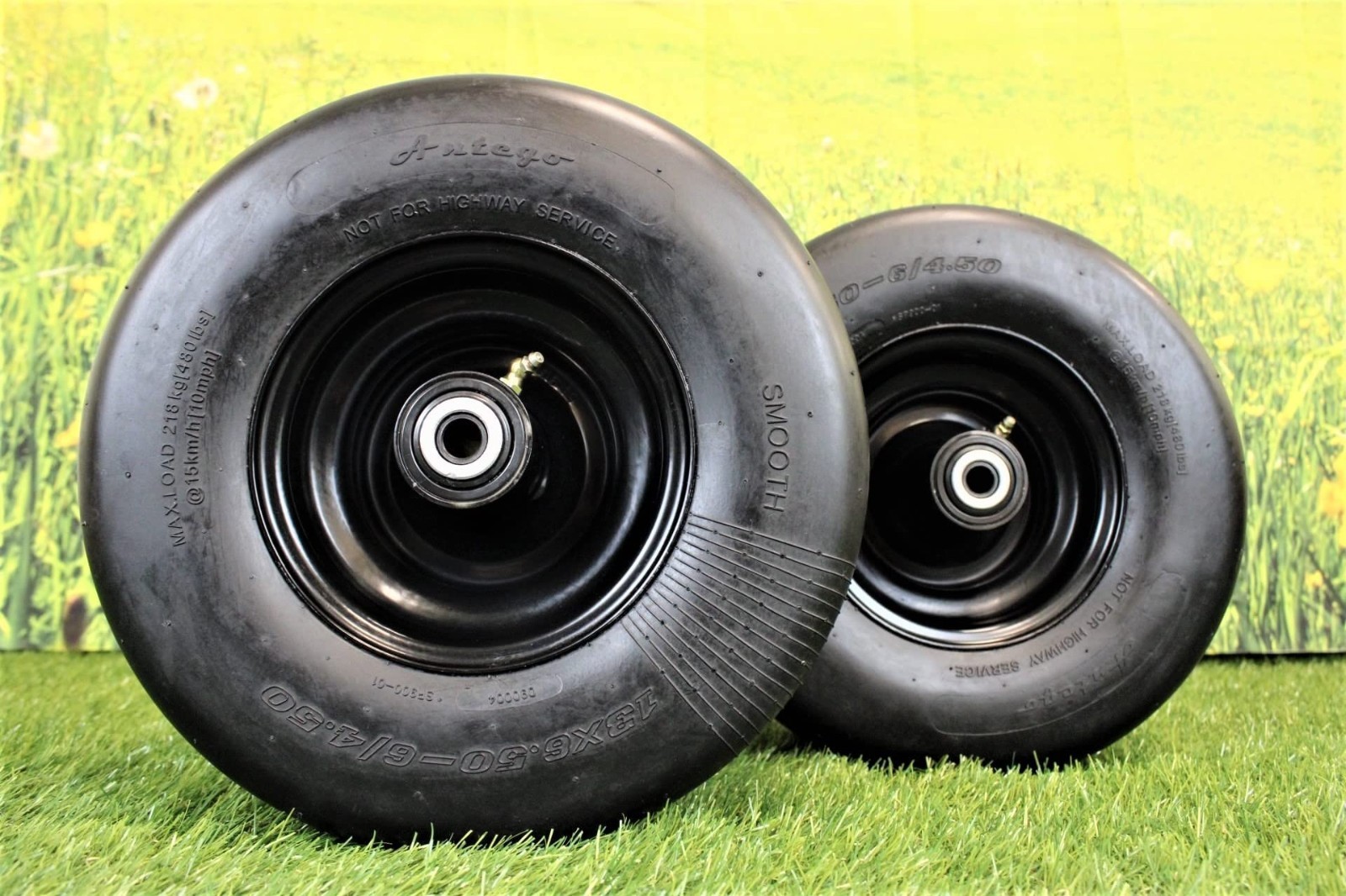 Antego 13x6.50-6 Flat Free Smooth Tire Wheel Black 2 Pack Antego 13x6.50-6 Flat Free Smooth Tire Wheel Black 2 Pack