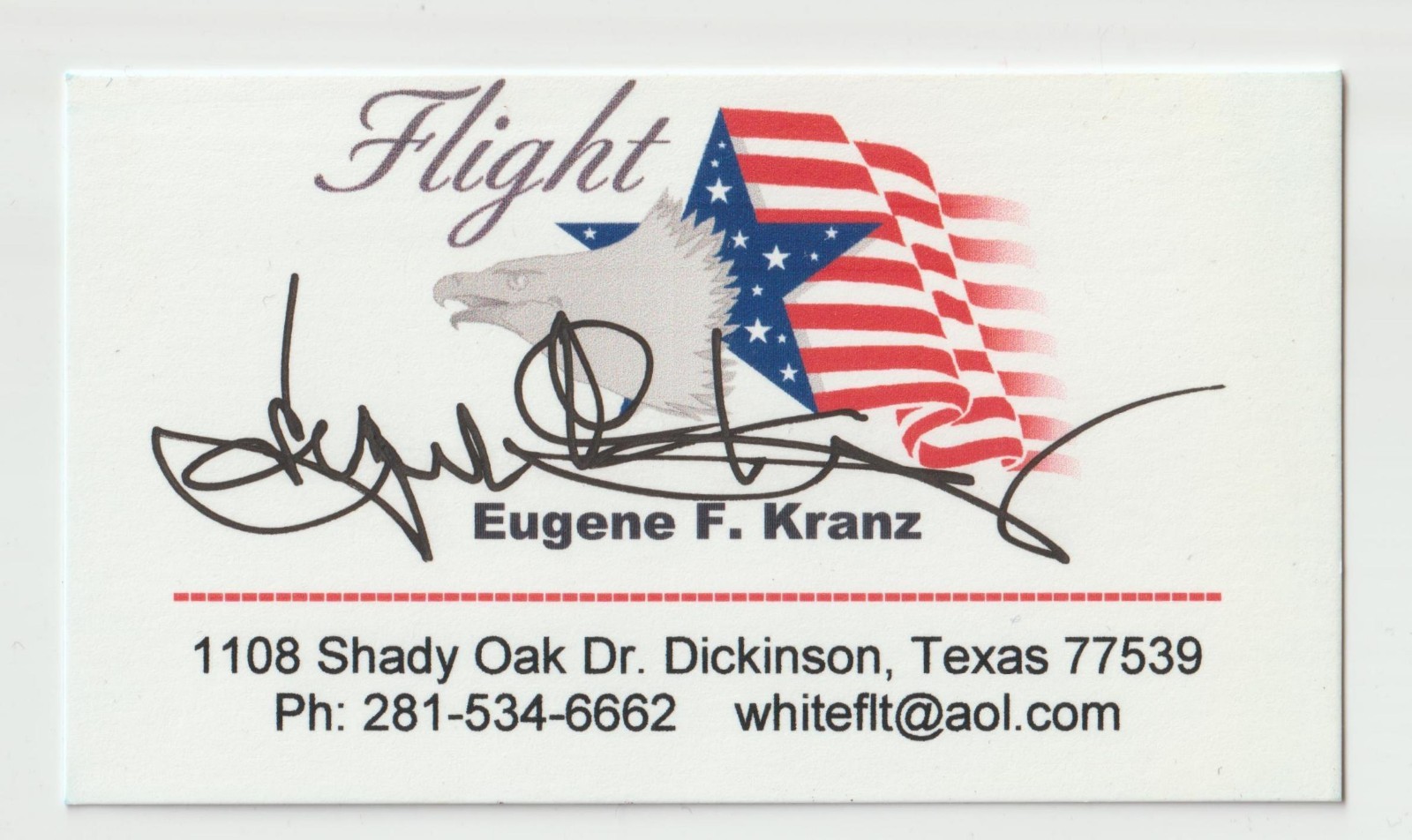 Eugene Gene Kranz Signed Business Card NASA Apollo 11 13 Flight Director Eugene Gene Kranz Signed Business Card NASA Apollo 11 13 Flight Director