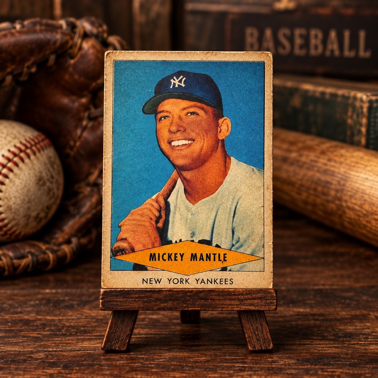 Vintage-Style Souvenir • Mickey Mantle 1954-Inspired Red Heart Novelty Card