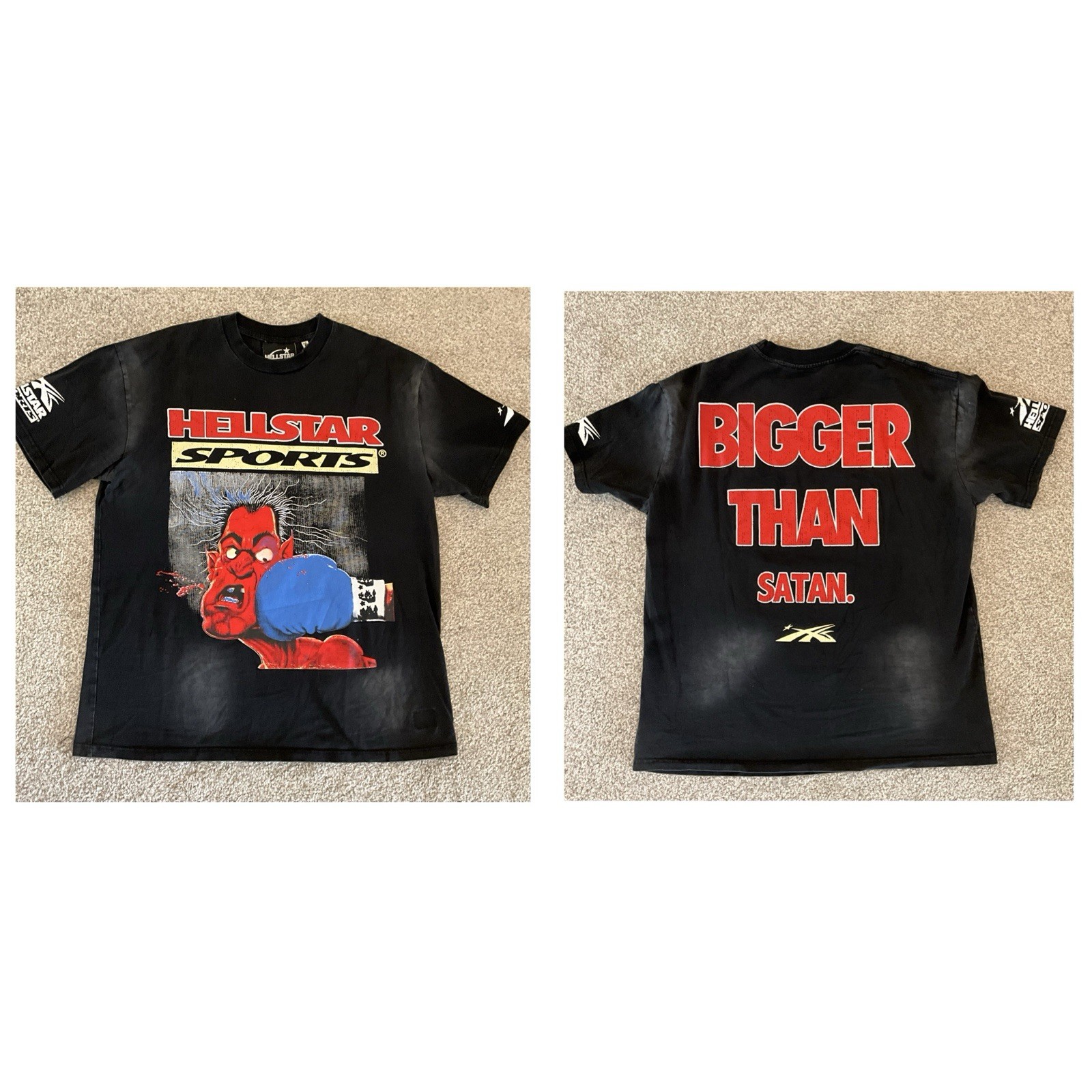 HELLSTAR Sports Graphic T-Shirt Bigger Than Satan Short Sleeve Shirt Jersey XL