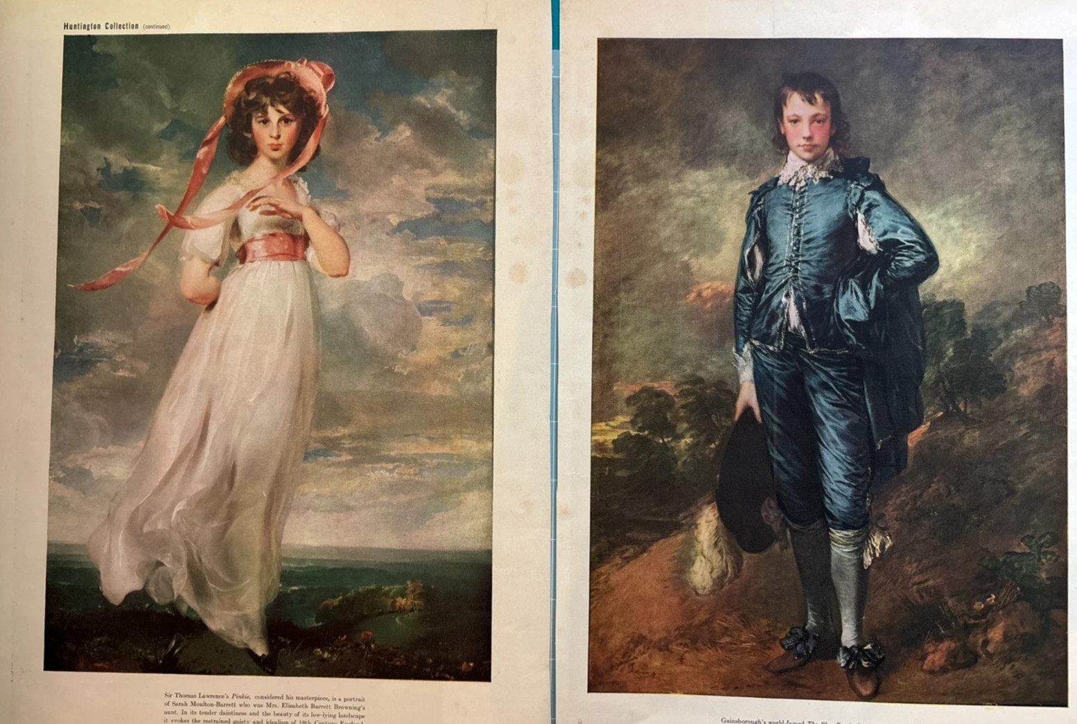 Pair Vintage 1929 Fine Art Prints Pinkie by Lawrence & Blue Boy by Gainsborough