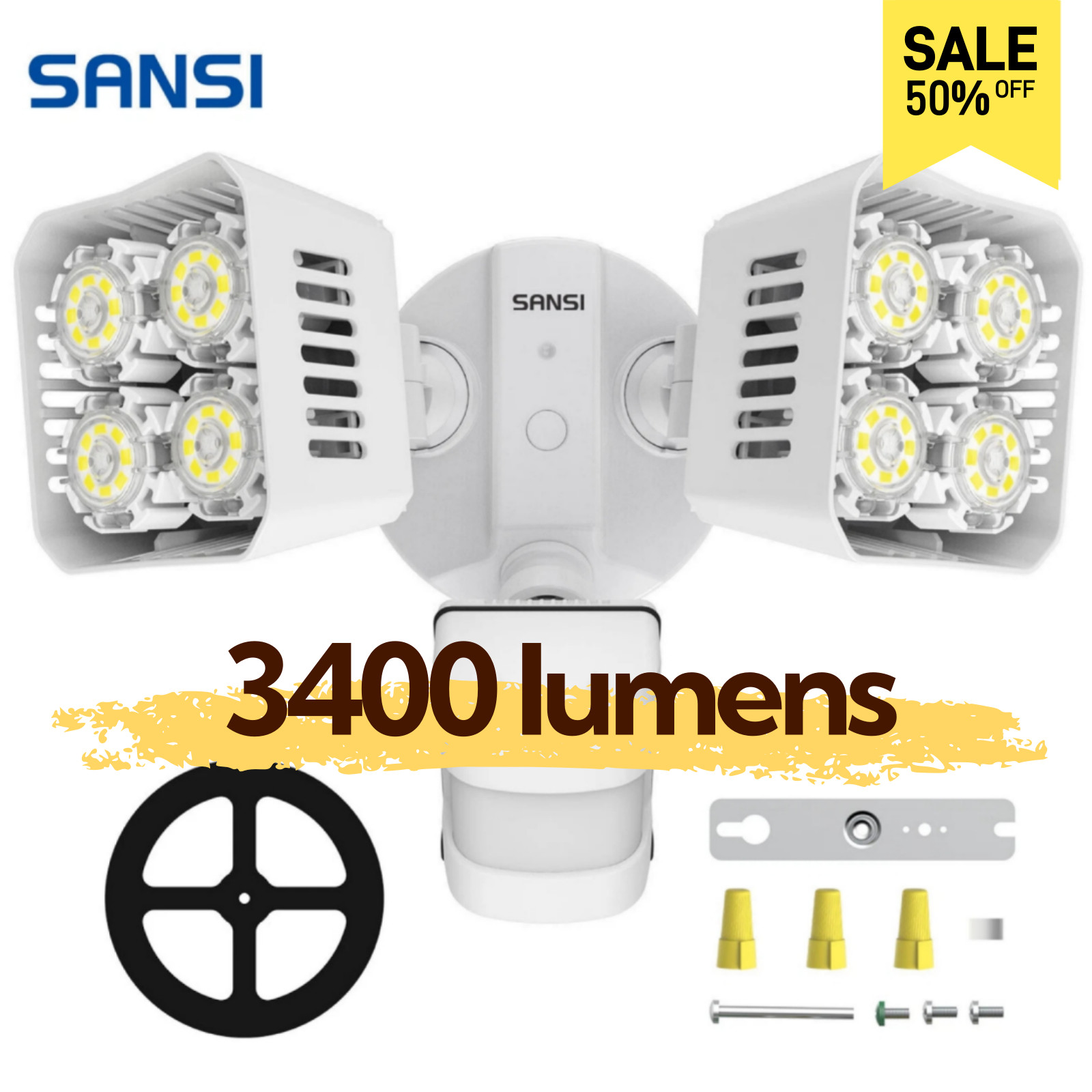 SANSI LED Floodlights Motion Sensor 30W 3400lm Security Light Outdoor Lamp IP65