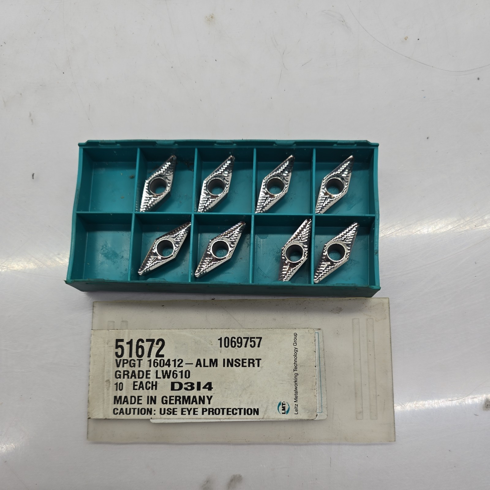 8 Pcs LMT.FETTE VPGT 160412- Alm insert LW610 51672 1069757 D314