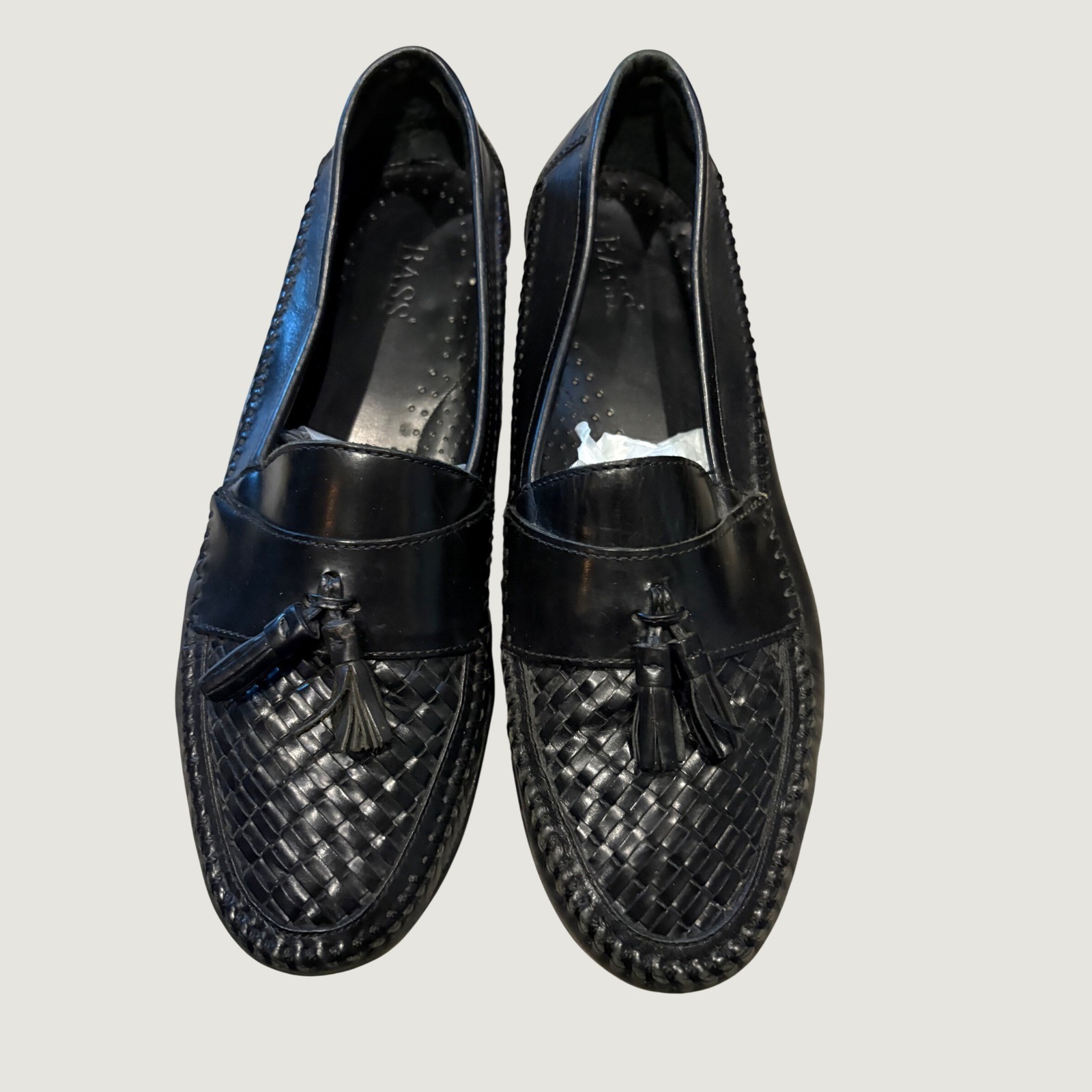 Vintage GH Bass Mens Black Leather Tassel Loafers Classic Dress Shoes Slip On