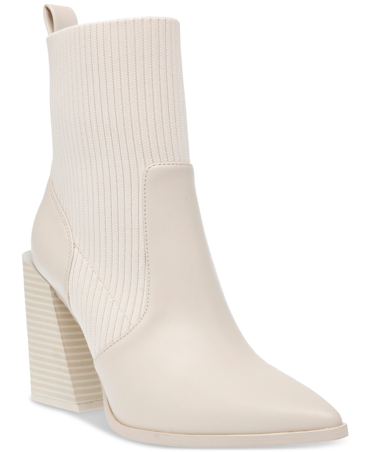 Wild Pair Trinityy Pointed-Toe Pull-On Knit Dress Booties Women\'s 6 Bone Smooth