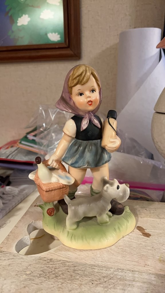 Vintage Hummel Style Figurine of Girl with Dog Vintage Hummel Style Figurine of Girl with Dog