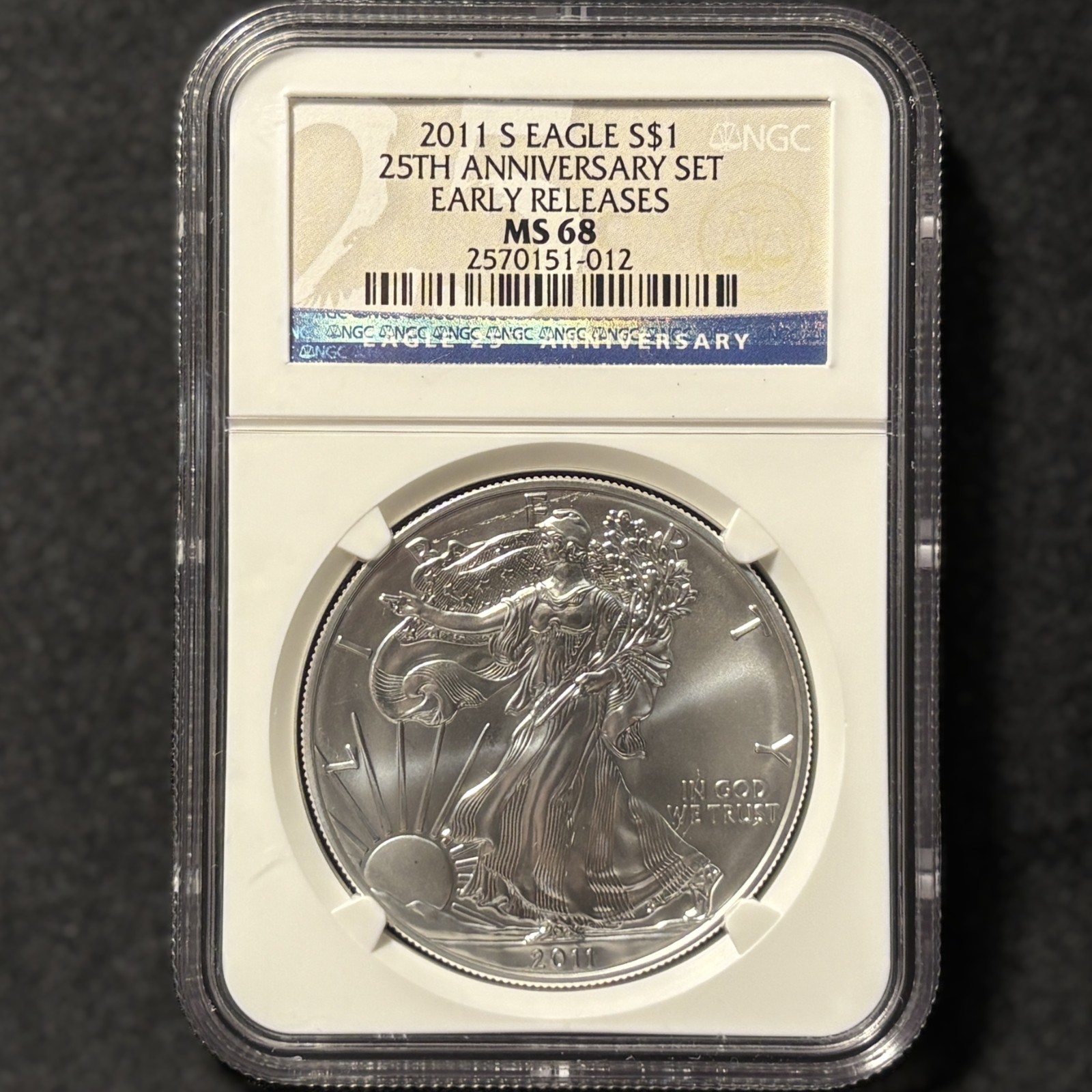 2011-S Silver Eagle 25th Anniversary San Francisco ASE Early Releases NGC MS 68