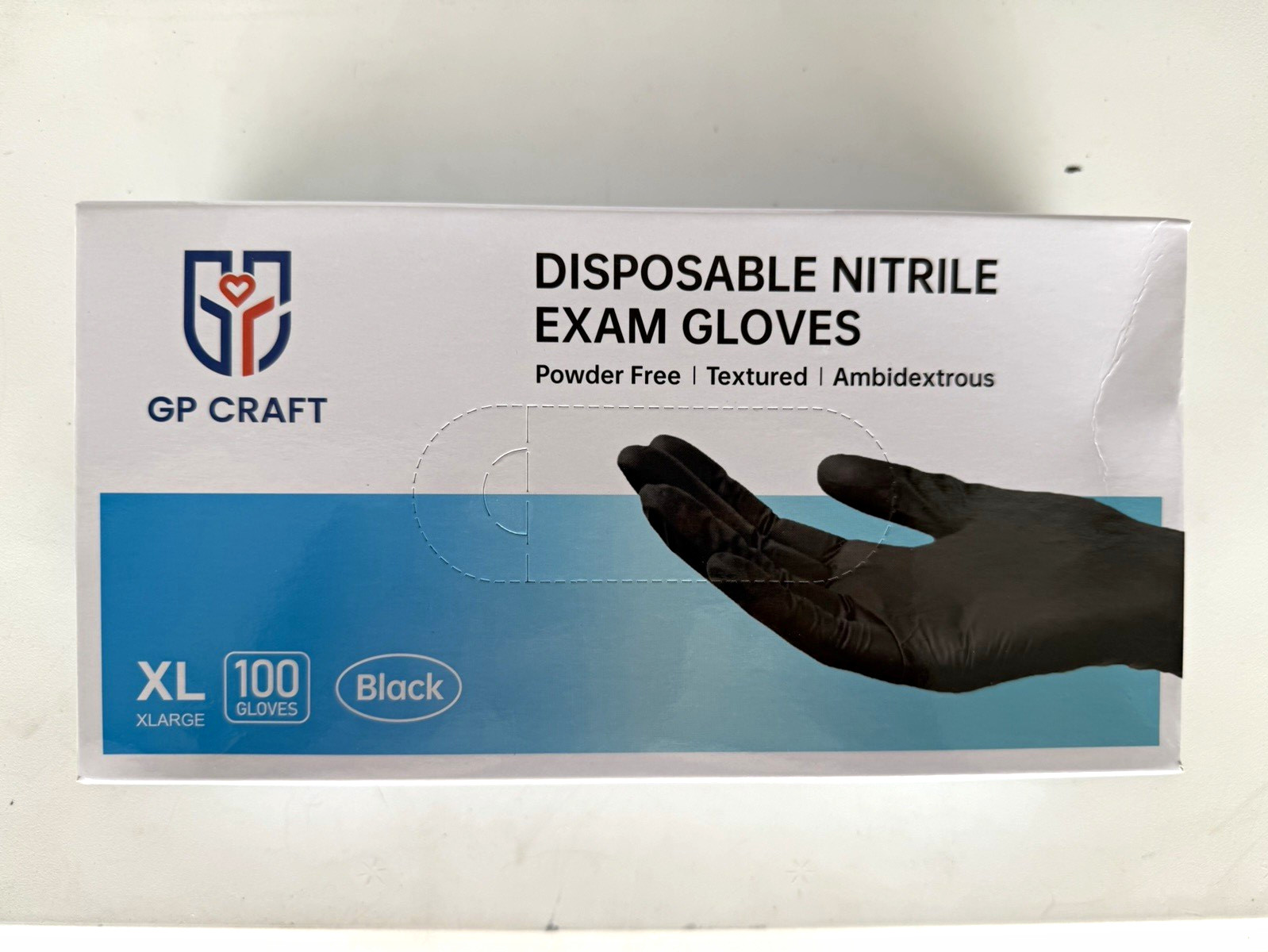 GP Craft GP50 Black Nitrile Exam Gloves XL Extra Large Powder-Free 100/Box