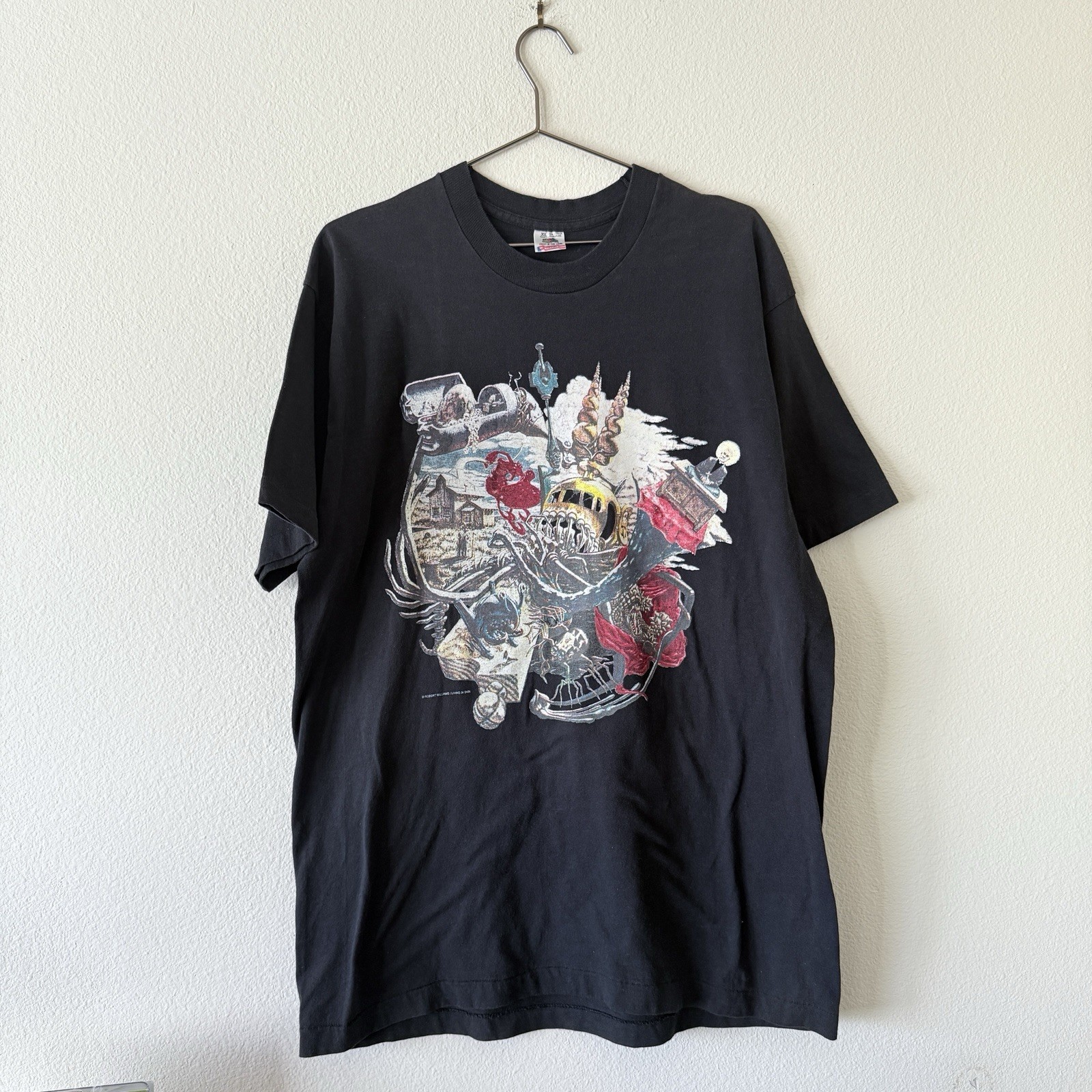 Vtg 90s  Robert Robt Williams T Shirt Men\'s XL Art Living In Skin Single Stitch