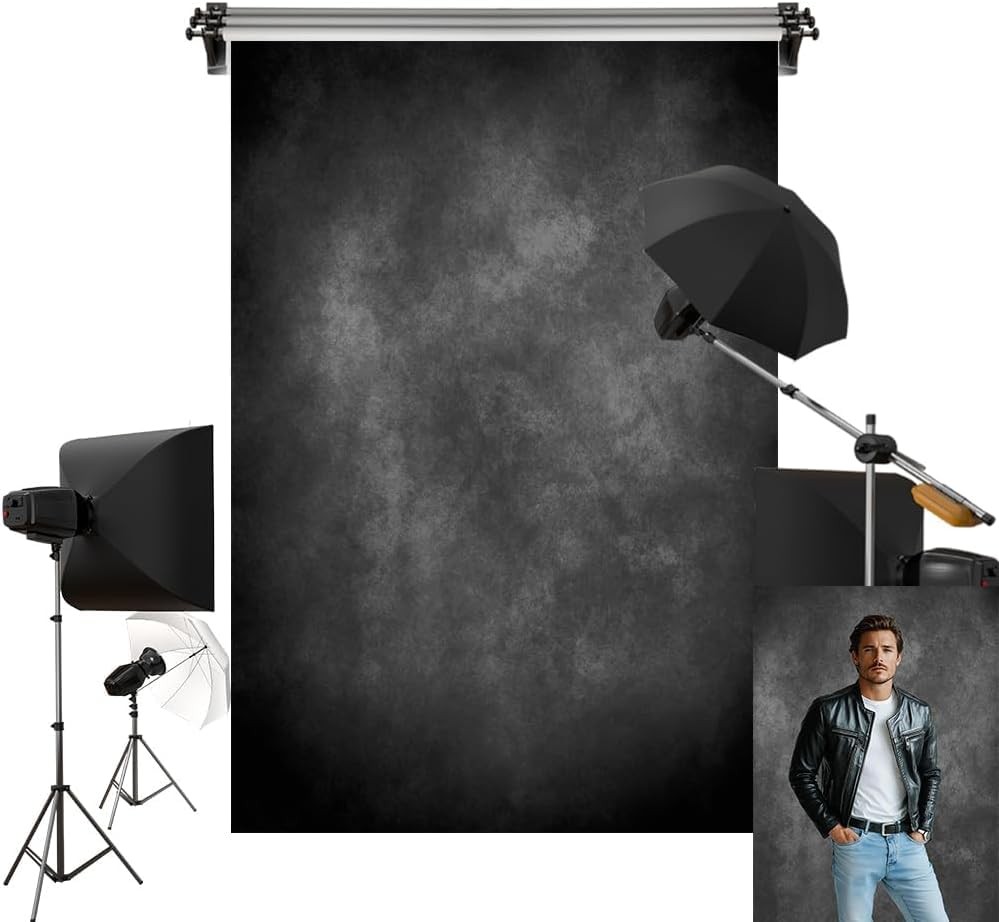 Kate 5x7ft/1.5x2.2m Dark Backdrop Black Abtract Texture Portrait Photo Backgr...