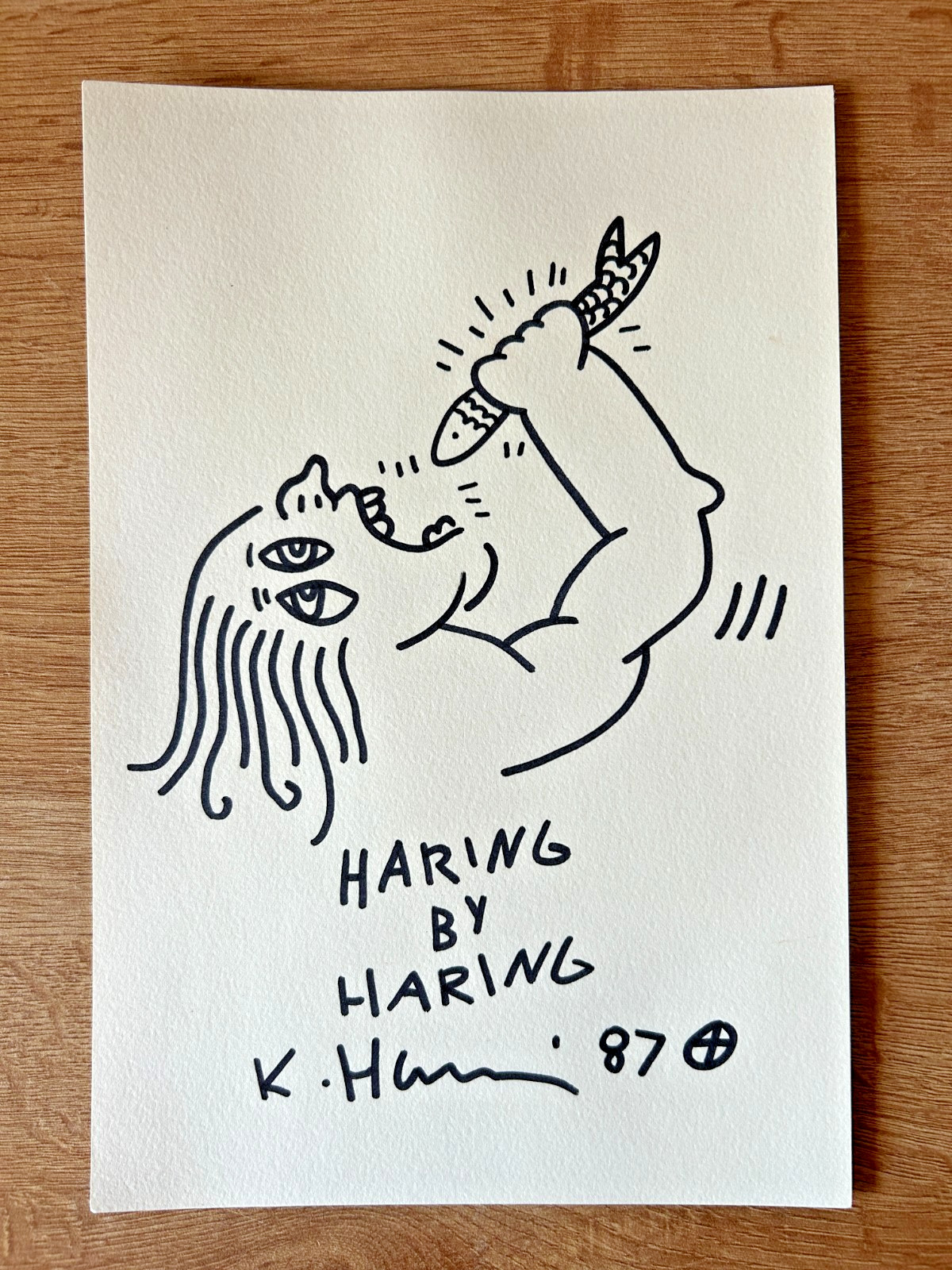 Keith Haring original drawing with Foundation Seal 1987