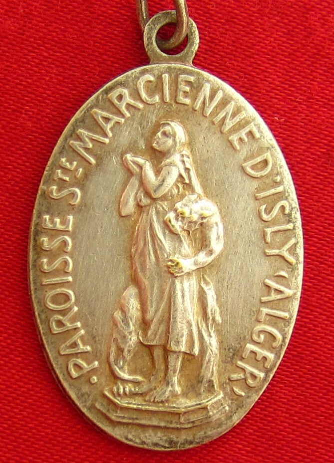 Vintage SAINT MARCIENNE D'ISLY ALGIERS Medal MARY JESUS Catholic Pendant LARGE Vintage SAINT MARCIENNE D'ISLY ALGIERS Medal MARY JESUS Catholic Pendant LARGE