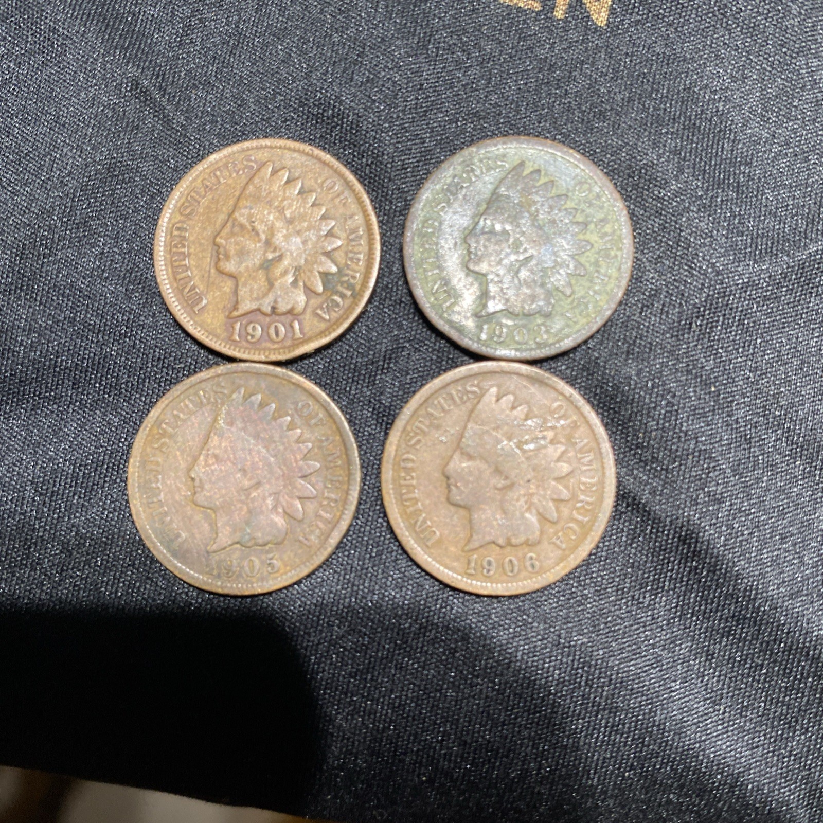 Lot of 4 Indian Head Cents 1901, 1903, 1905, 1906 Lot of 4 Indian Head Cents 1901, 1903, 1905, 1906