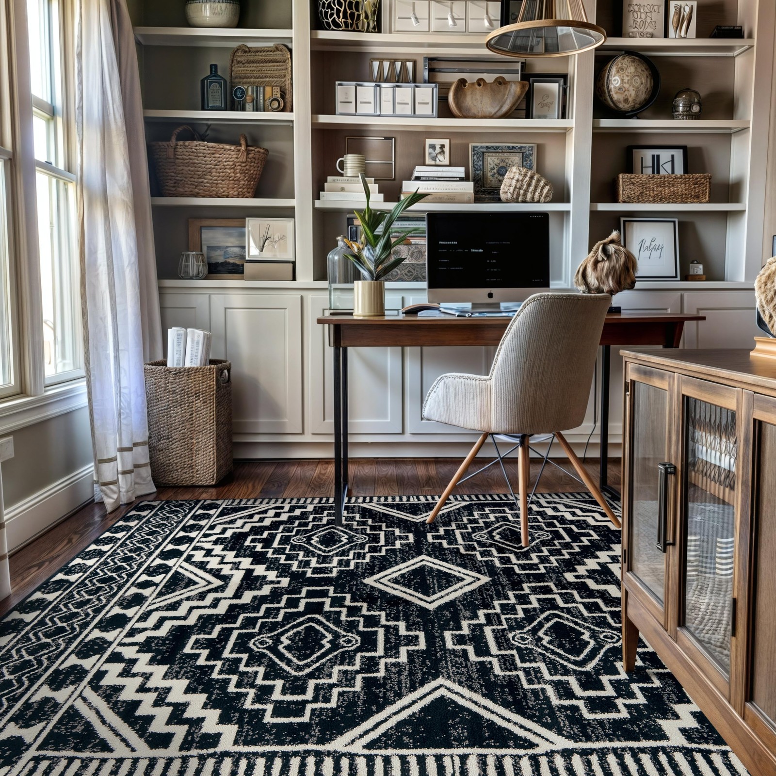 Rugshop Southwestern Geometric Tribal Boho Diamond Area Rug Black 4\' x 6\' Rugshop Southwestern Geometric Tribal Boho Diamond Area Rug Black 4\' x 6\'