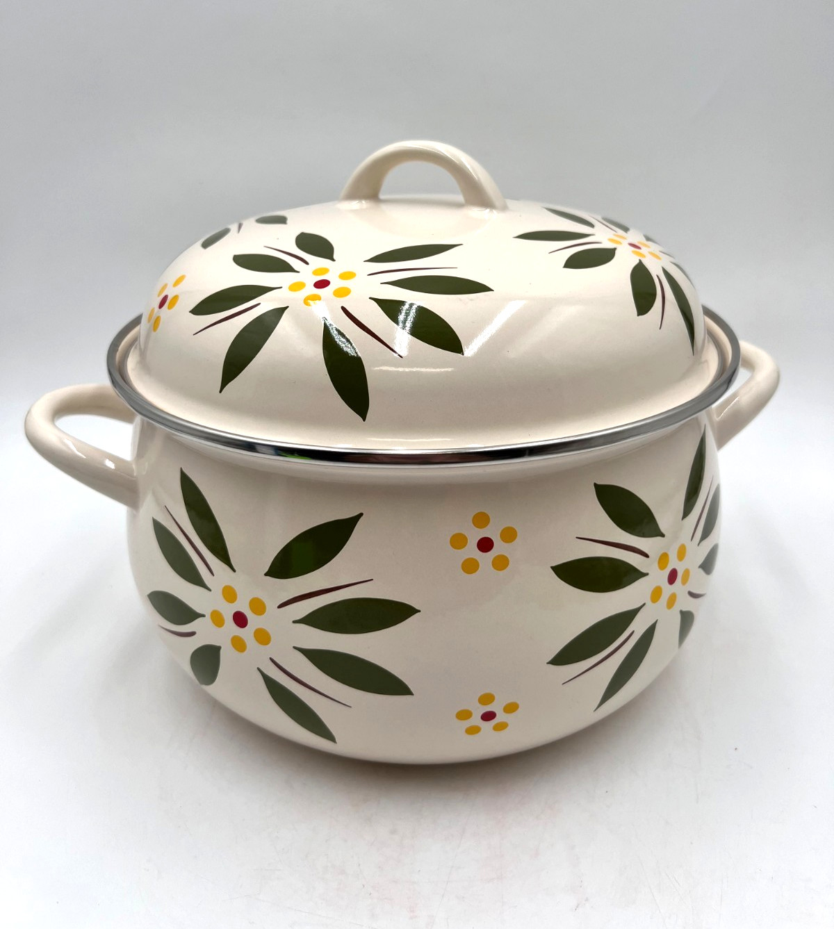 Temp-tations Old World Q16T Green White Covered Casserole Dish Oven Safe