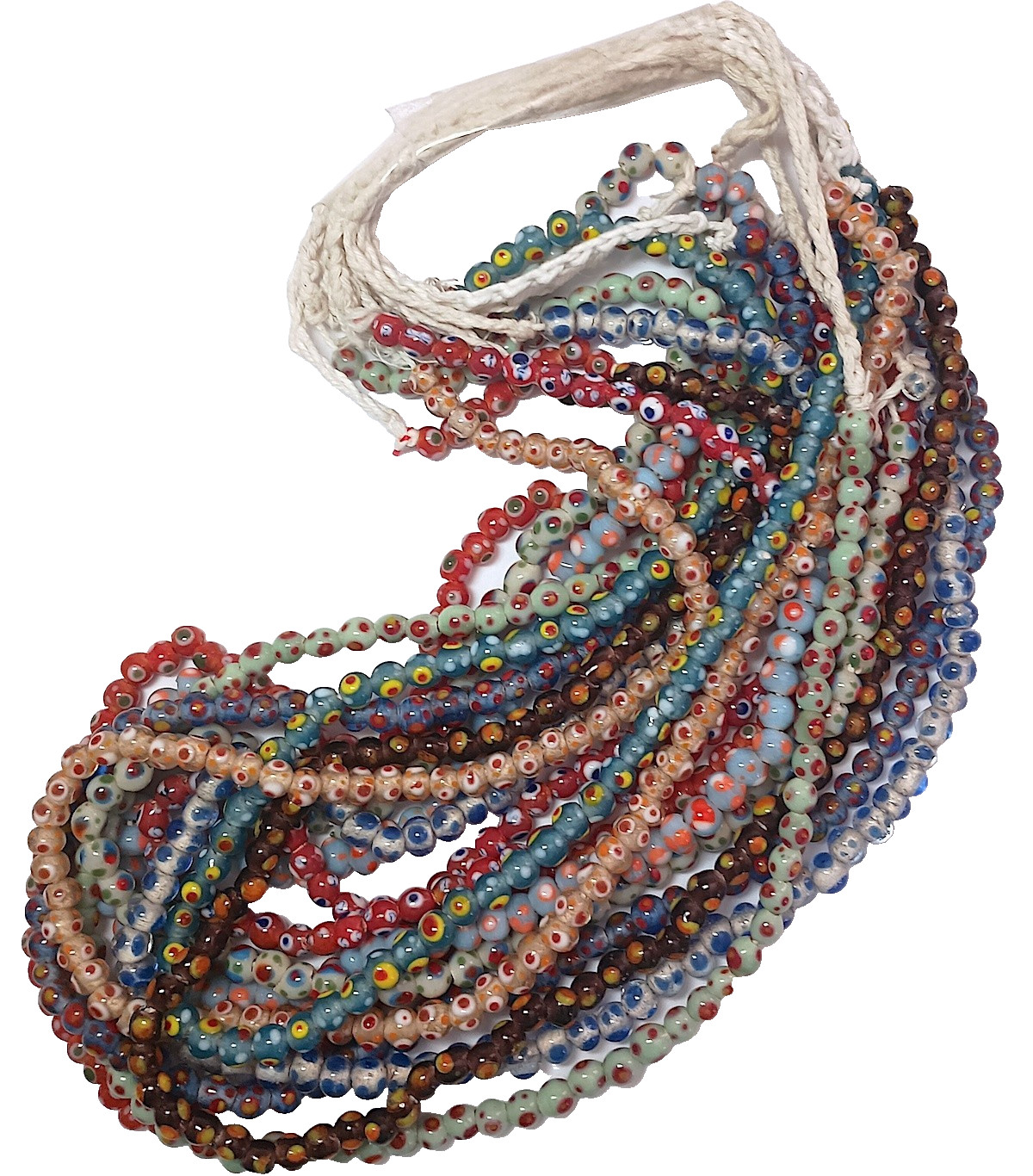 Bead Strands, Set of 10, Glass Lamp Work, Asst Mixed Colors Only, 5mm, 2mm Holes