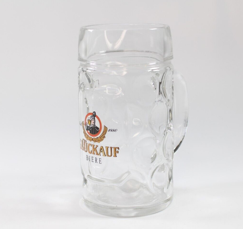 Glückauf Biere (Gersdorf) Beer Dimpled Glass Tankard 0.5L Vintage