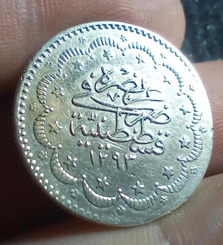 1886 TURKEY SILVER 5 KURUS AU COIN AH1293 KM#737