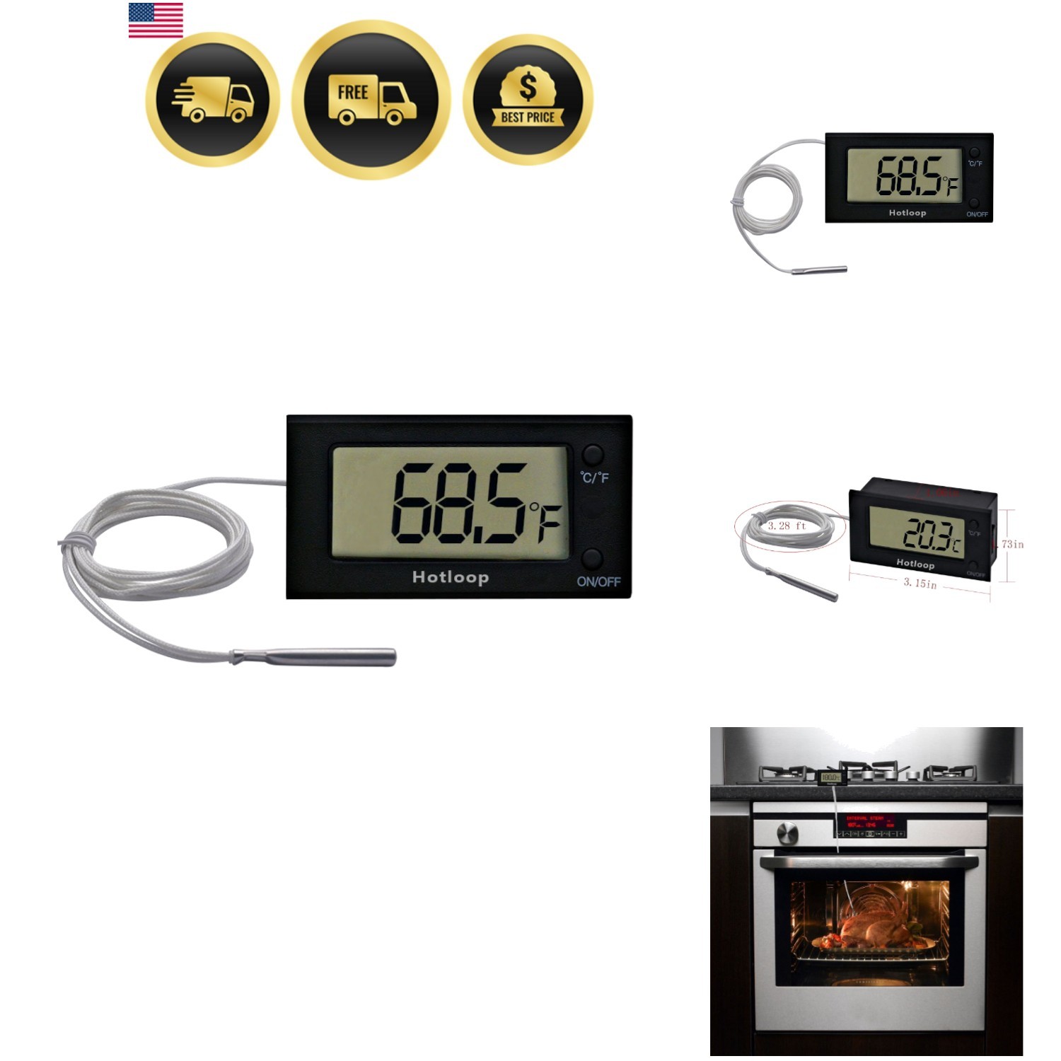Digital Oven Thermometer Heat Resistant up to 572°F/300°C, LCD Digital Oven Thermometer Heat Resistant up to 572°F/300°C, LCD