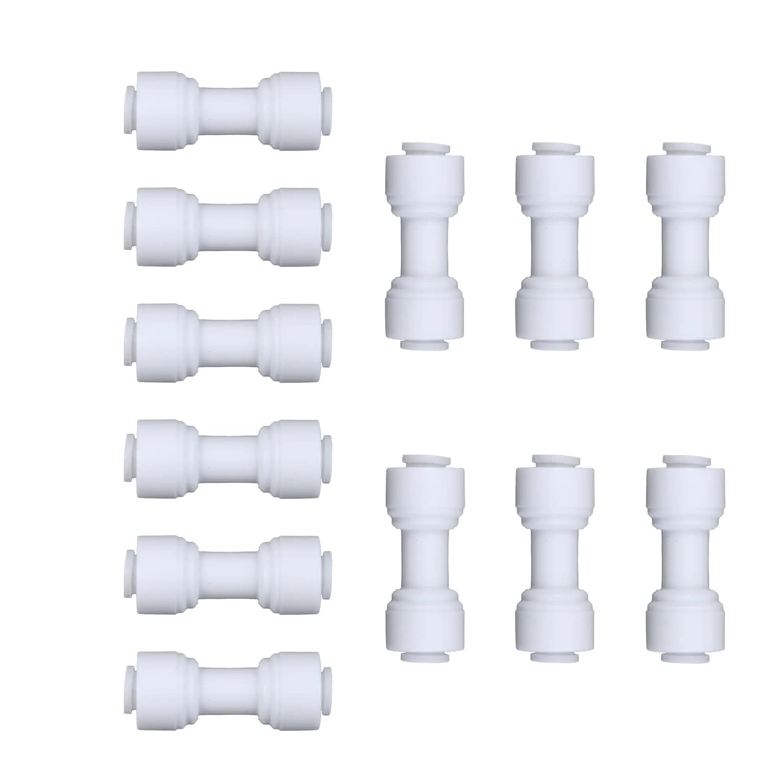 12pcs White Plastic Union Connector 1/4-in OD x 1/4-in OD Push-to-Connect