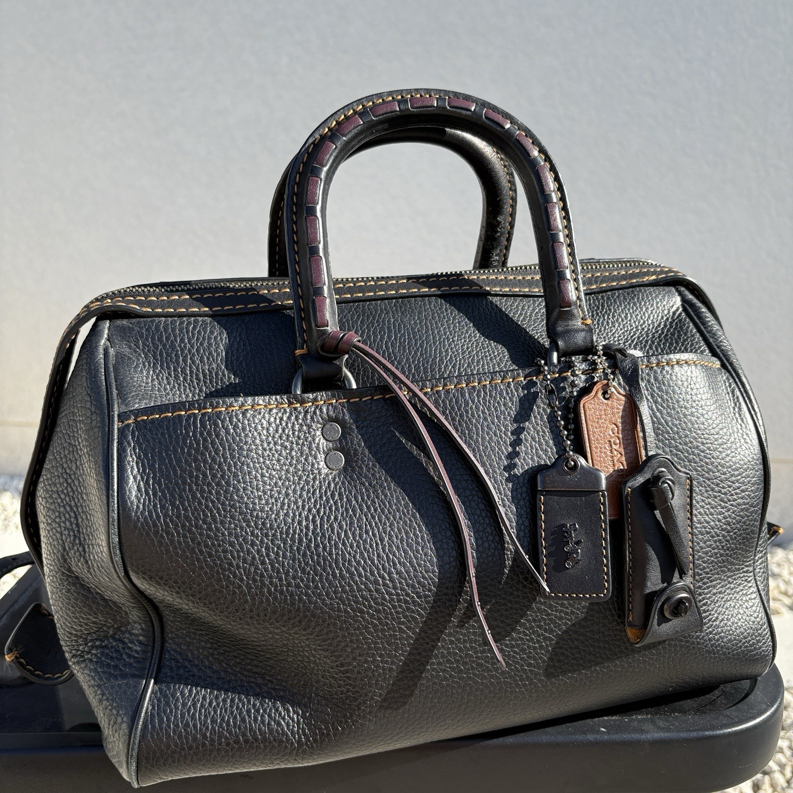 Coach 1941 Rogue Satchel RS-20216 Black Oxblood Pebbled Leather 2016