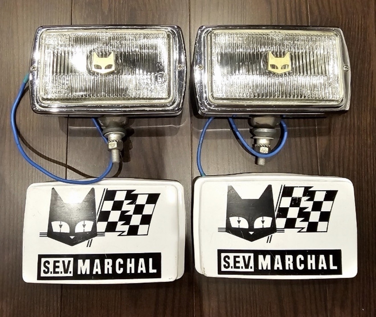Pair Vintage S.E.V. MARCHAL 850 GT Fog Light Driving Chrome Rally Working Lamps