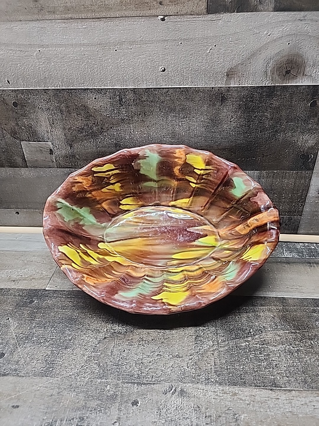 Mexican Oaxacan Dripware Ribbed Bowl 1930's -60's
