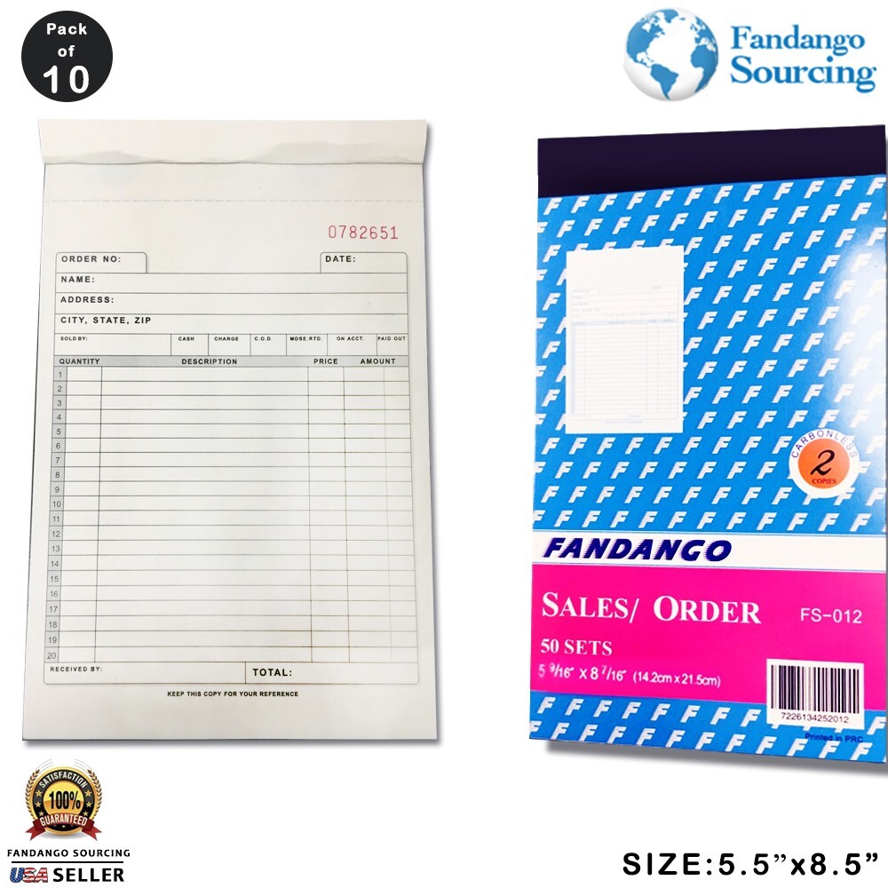 Sales Order Book 50 Duplicate Forms Carbonless  5.5\