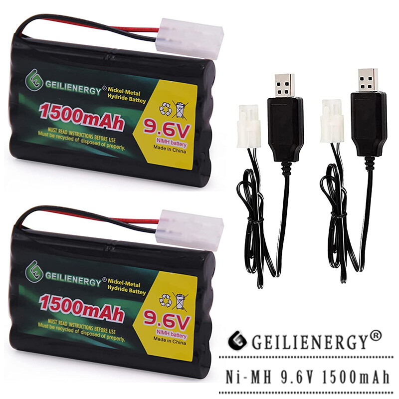 2x 9.6V 1500mAh Rechargeable Battery For RC Car Boats With Tamiya Plug +2x USB