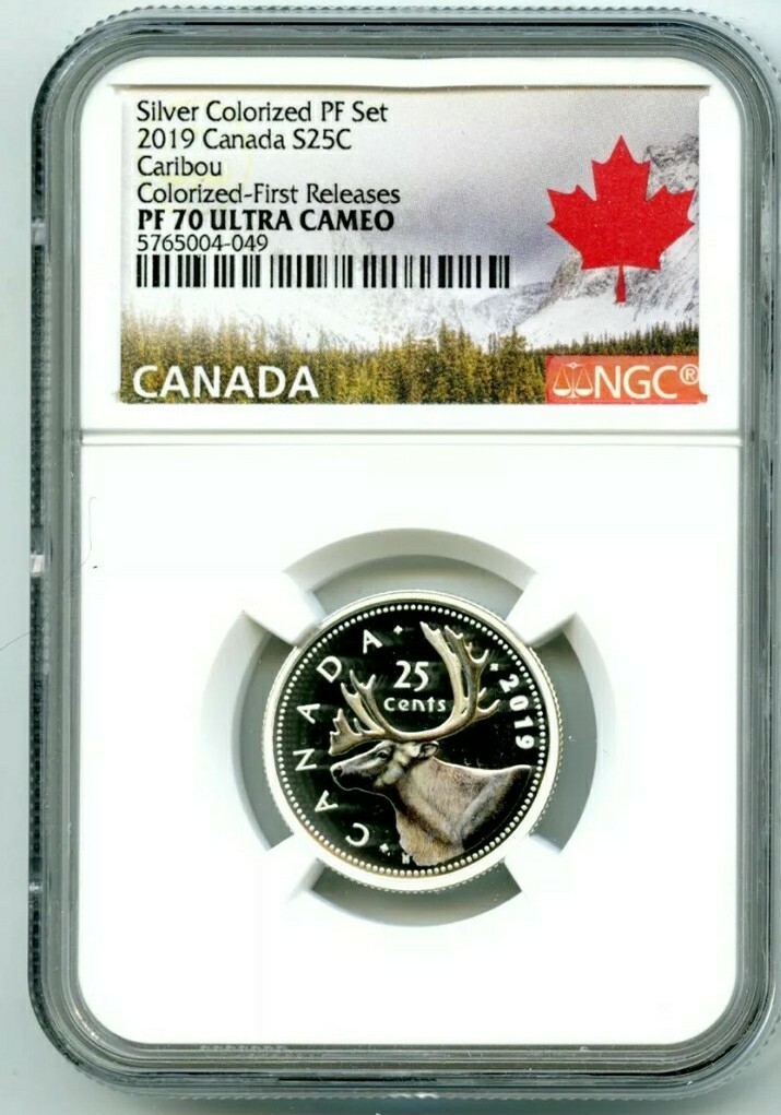 2019 CANADA 25 CENT SILVER COLORED PROOF NGC PF70 UCAM QUARTER FIRST RELEASES 