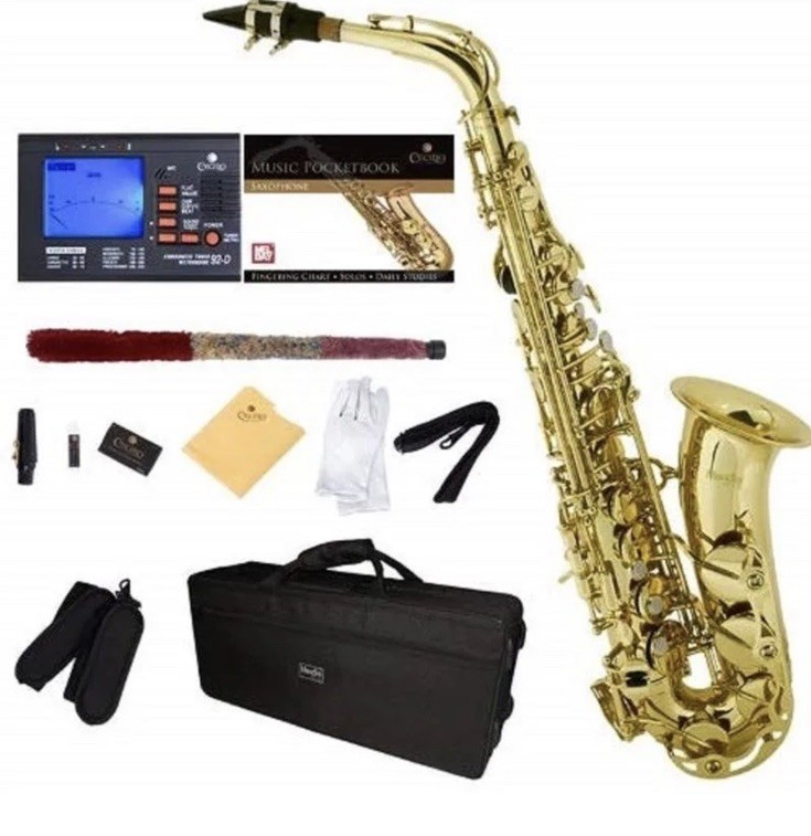 Mendini By Cecilio Eb Alto E Flat Key Saxophone, Case, Tuner, Mouthpiece - Gold Mendini By Cecilio Eb Alto E Flat Key Saxophone, Case, Tuner, Mouthpiece - Gold