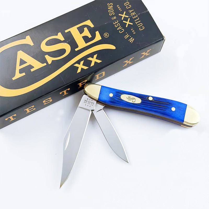 Case XX Peanut 25596 Sawcut Jig Caribbean Blue Bone Tru-Sharp Stainless Knife
