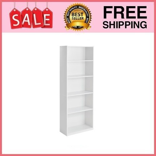 Mainstays 5-Shelf Bookcase with Adjustable Shelves, White