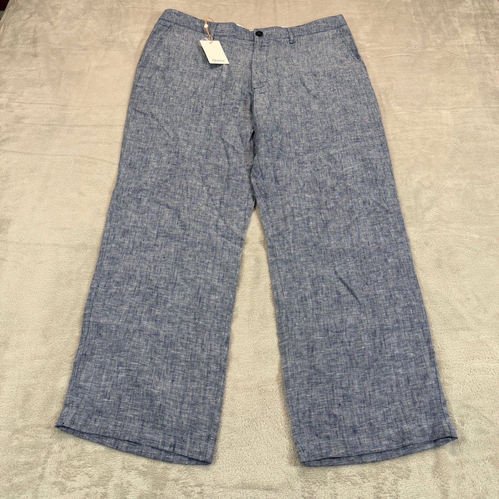 NEW Quince Mens 36x30 100% European Linen Relaxed Fit Pants Blue Classic Casual