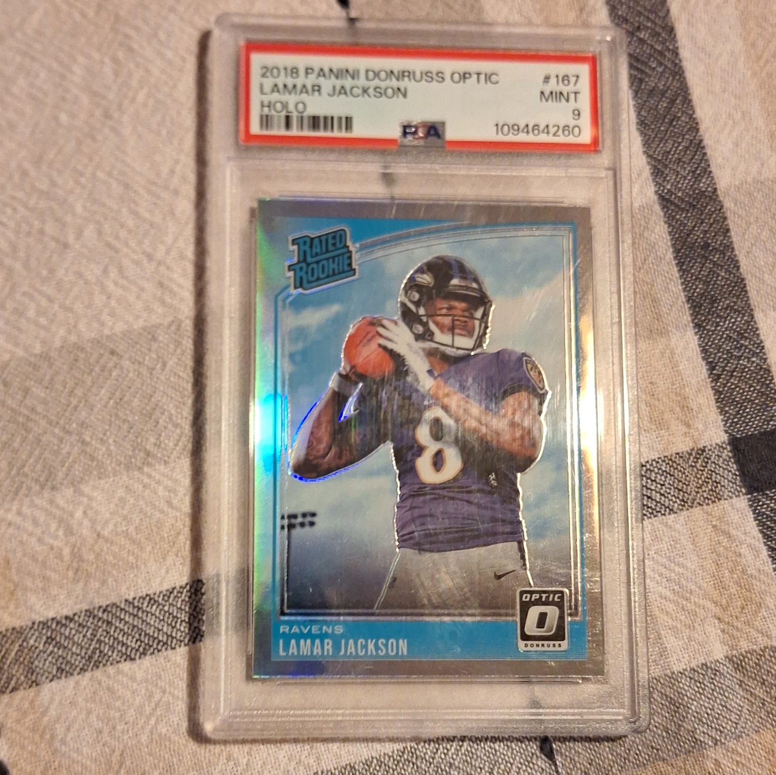 Panini 2018 Donruss Optic Rated Rookie Lamar Jackson #167 Holo Prizm PSA 9