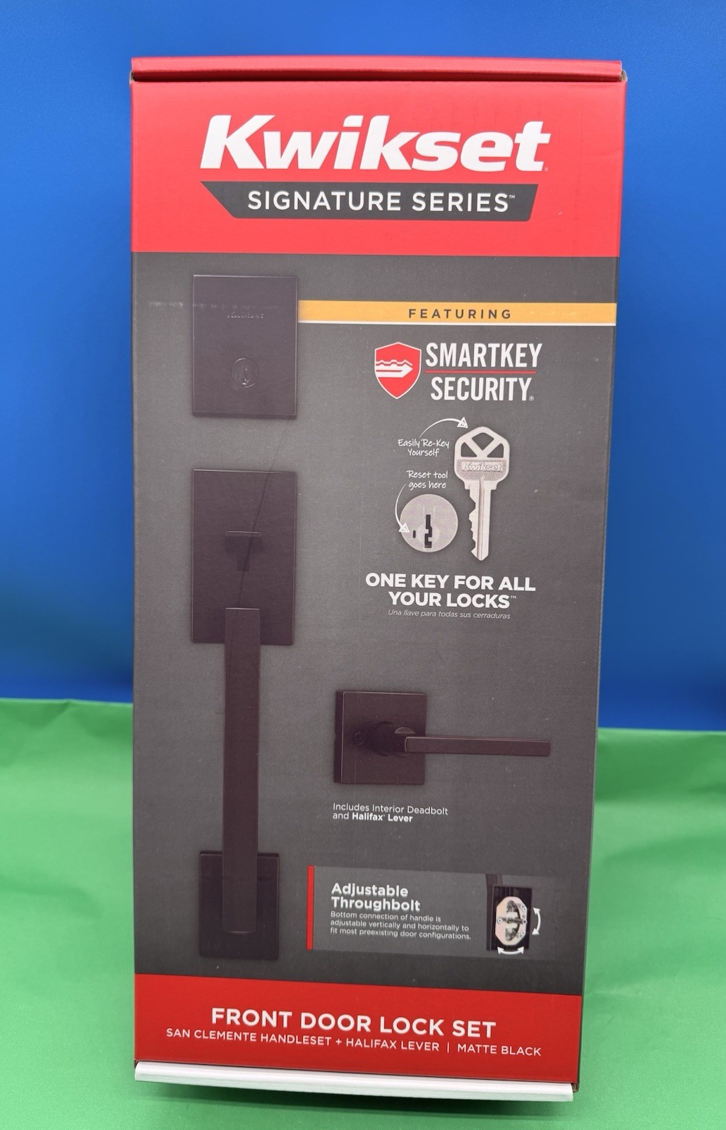 Kwikset San Clemente Handleset Halifax Lever SmartKey Matte Black 98180-081⁠
