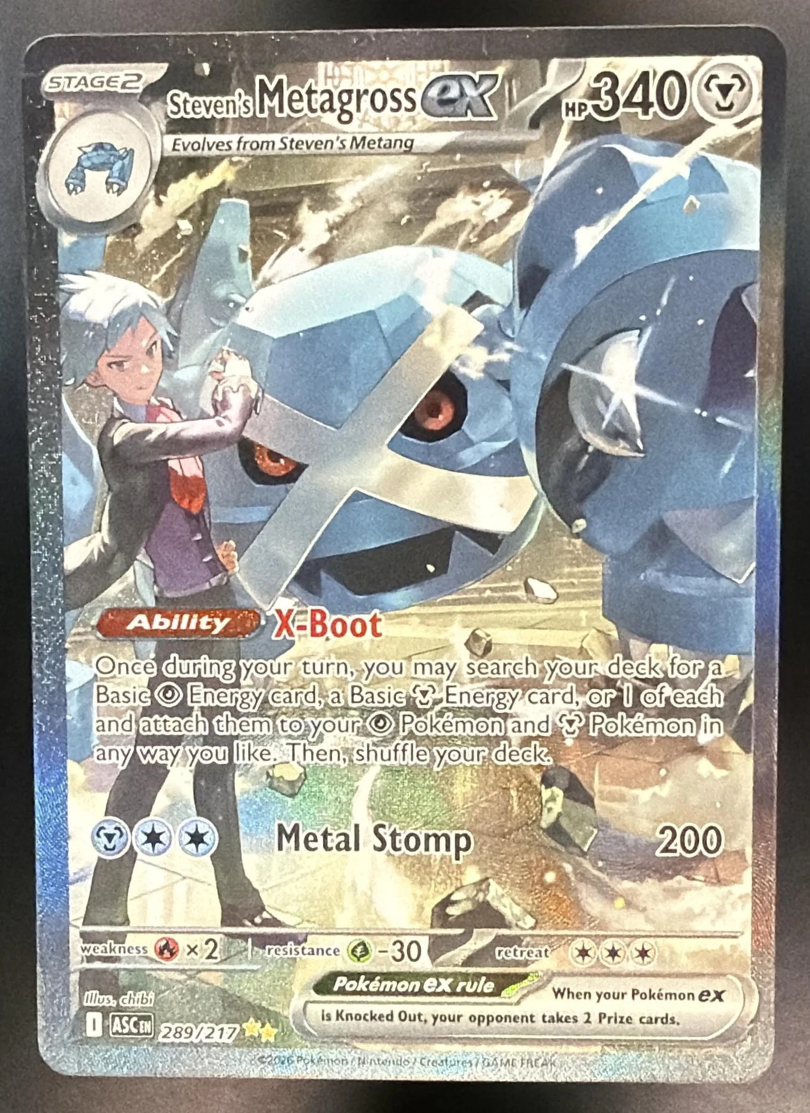 2026 Pokemon Ascended Heroes Steven\'s Metagross ex 289/217 NM 2026 Pokemon Ascended Heroes Steven\'s Metagross ex 289/217 NM