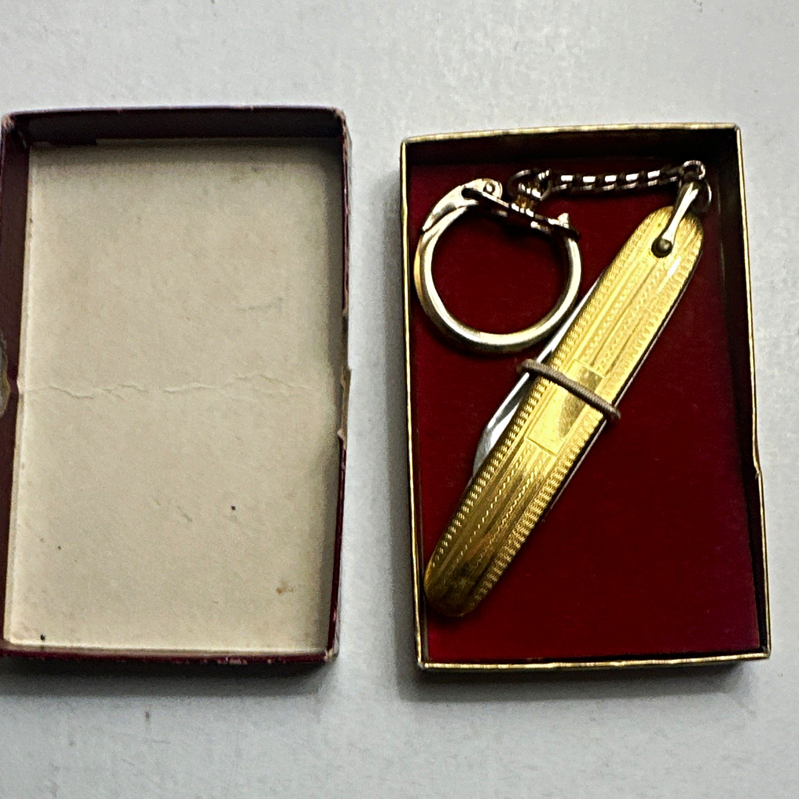 Colonial USA Vintage 2-Blade Slipjoint Pen Pocketknife gold-tone Handle w/ Box