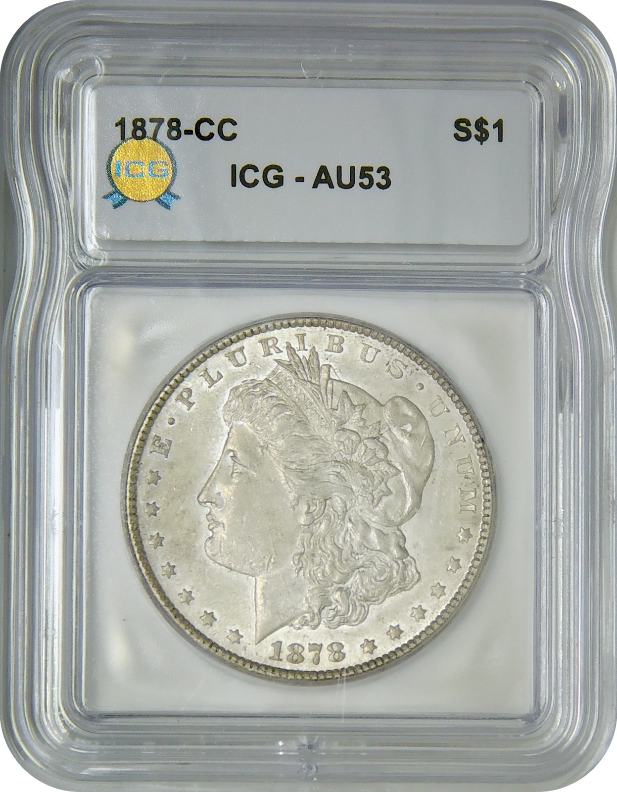 1878 CC Carson City Morgan Silver Dollar $1 ICG AU53 About Uncirculated