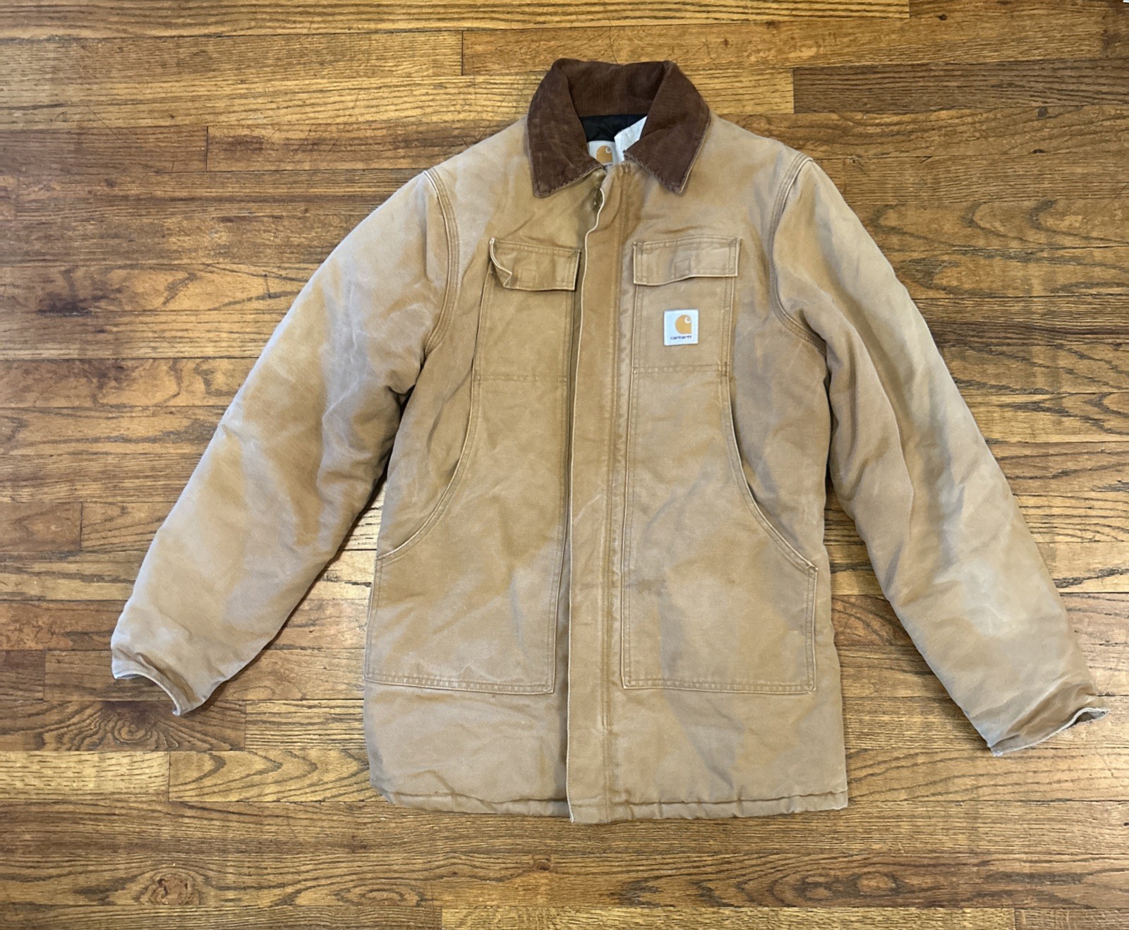 Vintage Carhartt Duck Canvas Jacket CQ196 Artic Mens S Tall Distressed USA Made