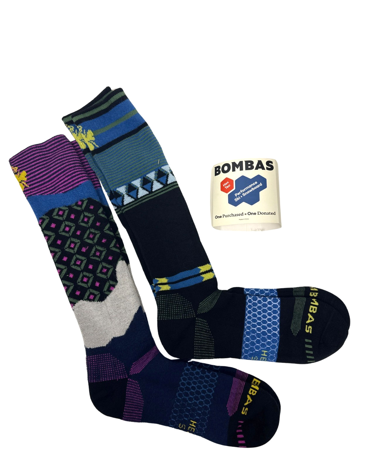 Bombas Hex Tec Performance Ski Snowboard Over The Calf Socks 2-Pack Size L NEW