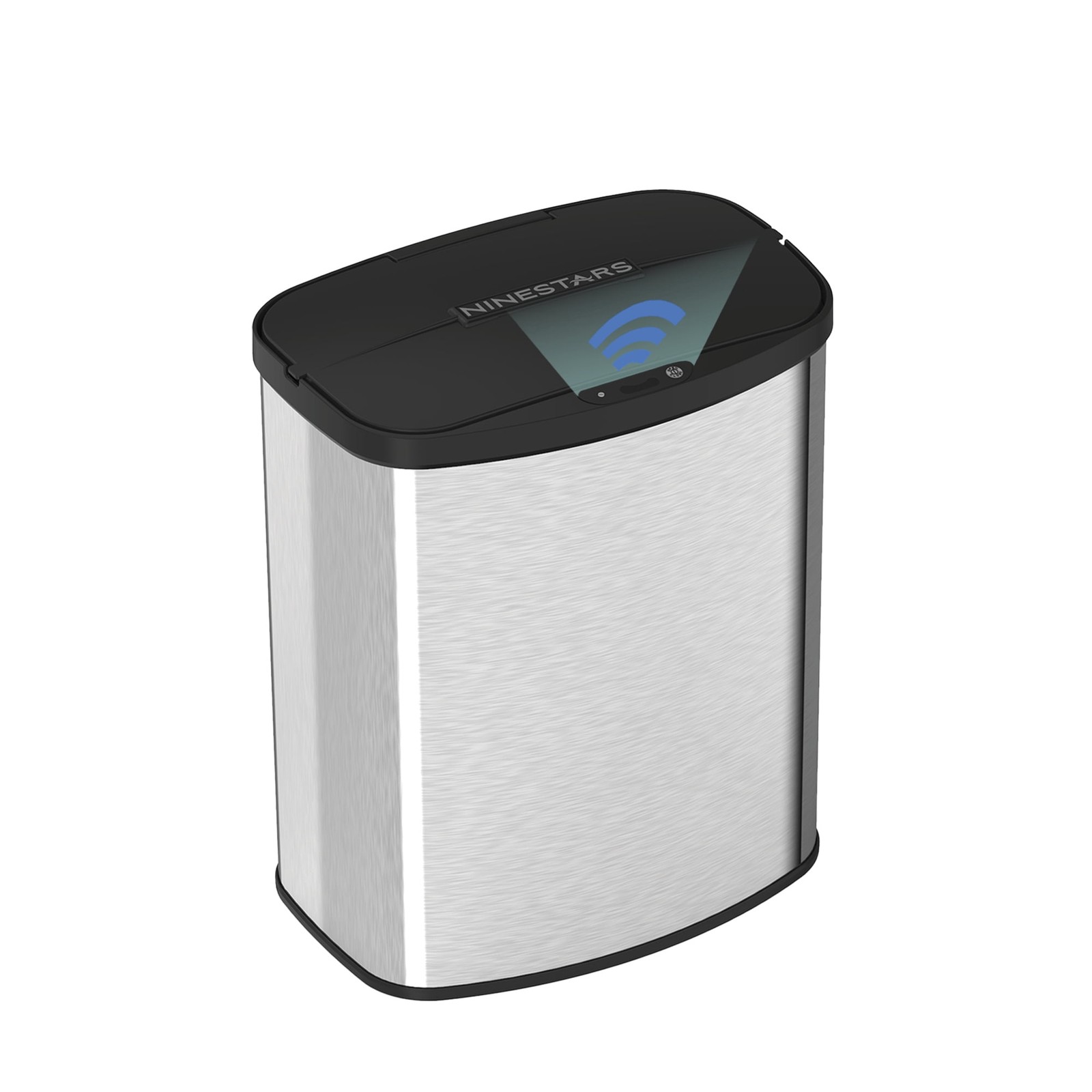 Nine Stars Automatic Bathroom Trash Can, 2.1 Gallon Stainless Steel, Motion