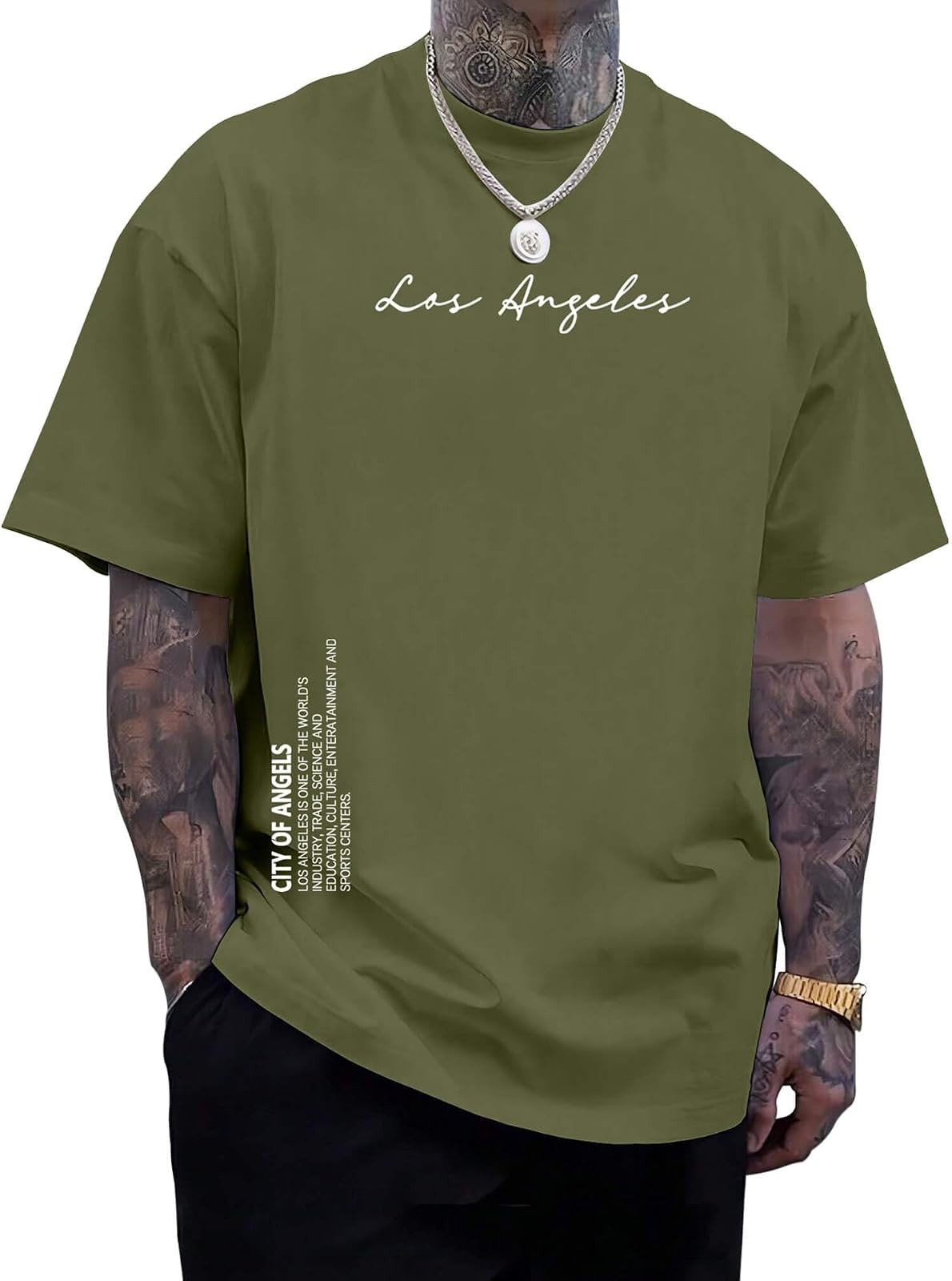 Aiyino Men\'s Los Angeles Graphic Tee – 100% Cotton Casual Style