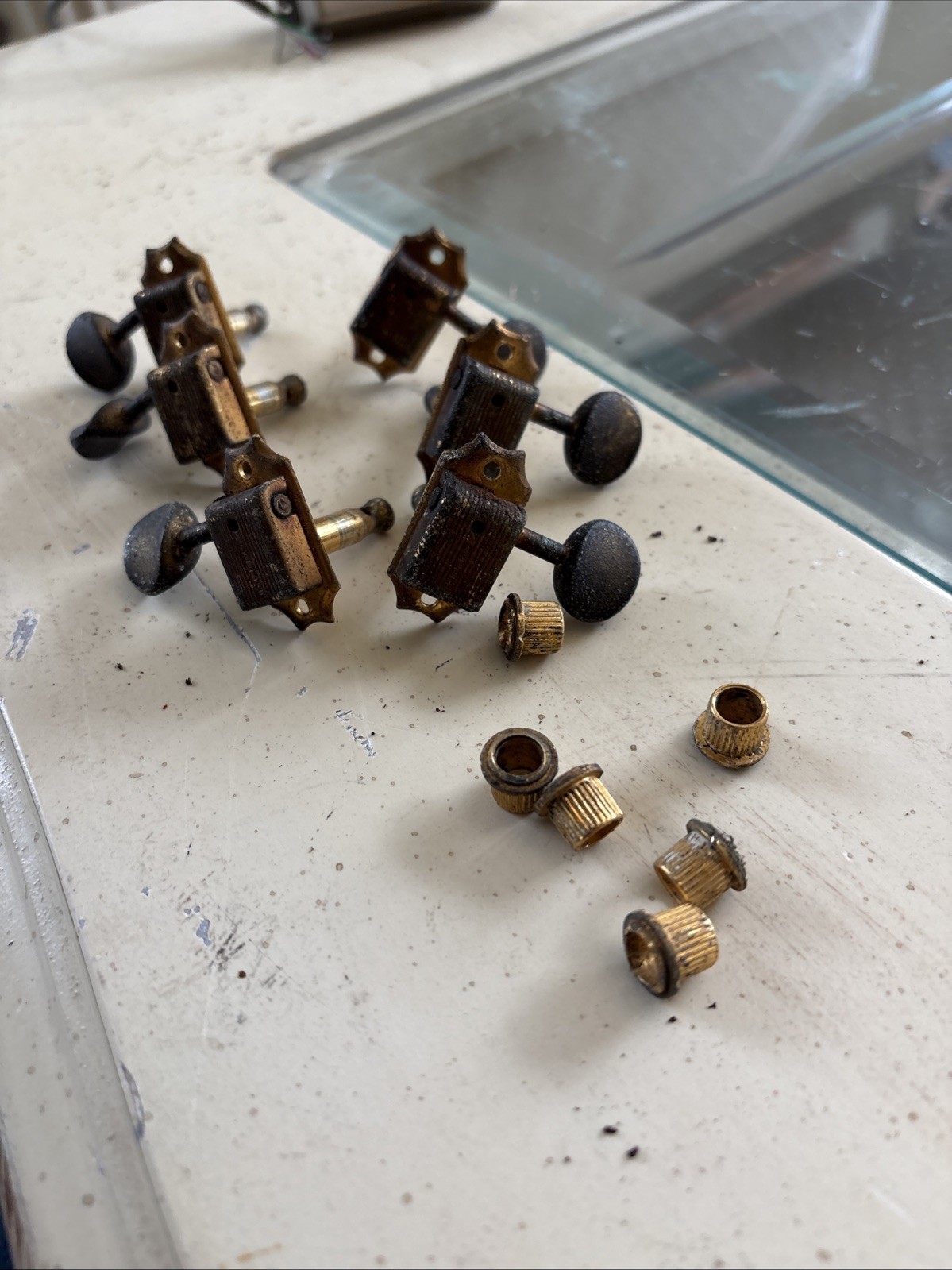 Vintage Kluson Tuners Gold Single Line 3x3 Pat Applied For Vintage Kluson Tuners Gold Single Line 3x3 Pat Applied For