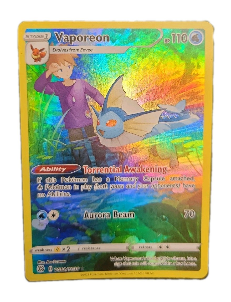 Vaporeon TG02/TG30 Swsh09: Brilliant Stars Trainer Gallery Holo Vaporeon TG02/TG30 Swsh09: Brilliant Stars Trainer Gallery Holo