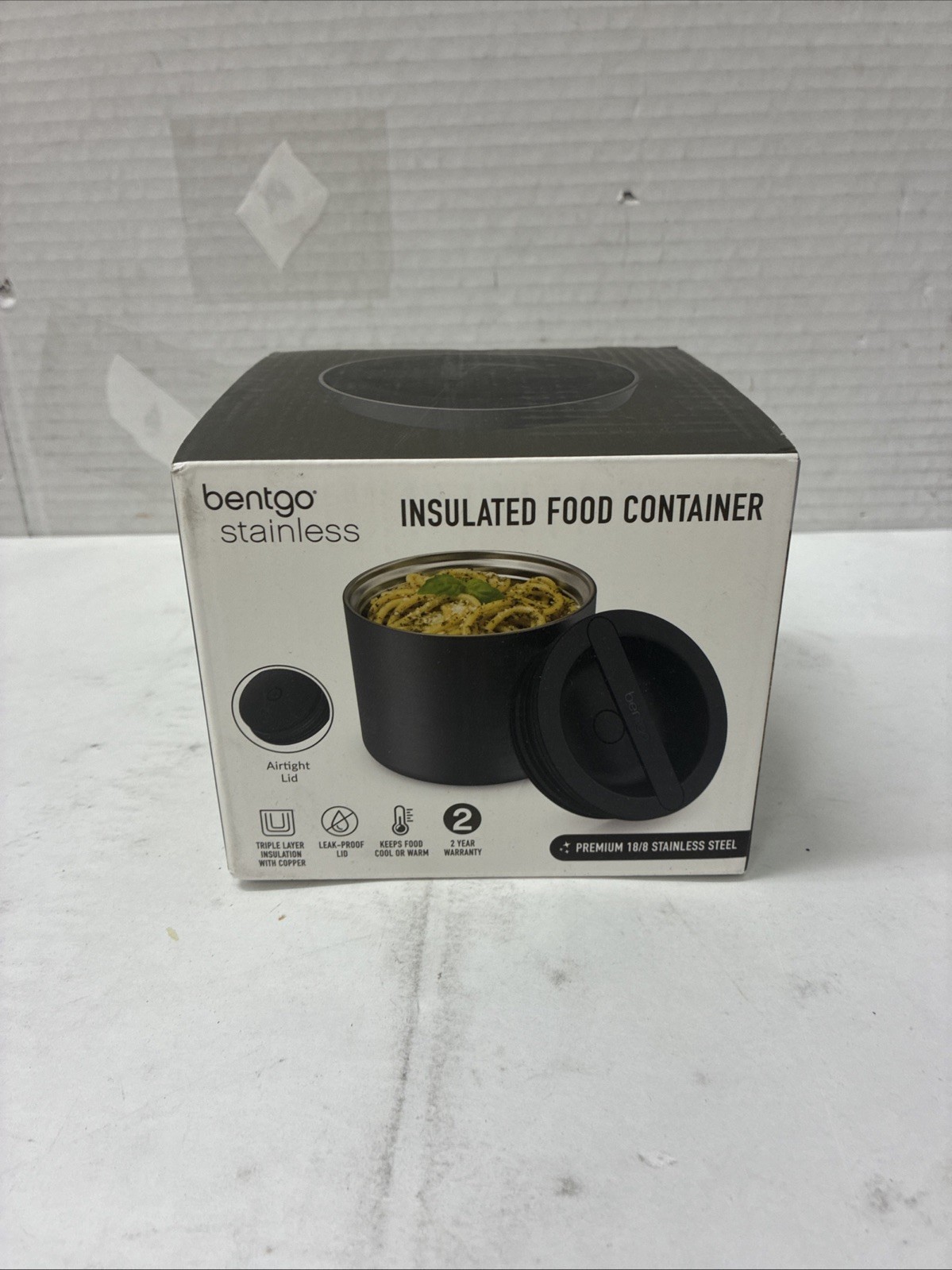 Bentgo Stainless Insulated Food Container - 2.4 5.12 x 4.10 inches, Black 
