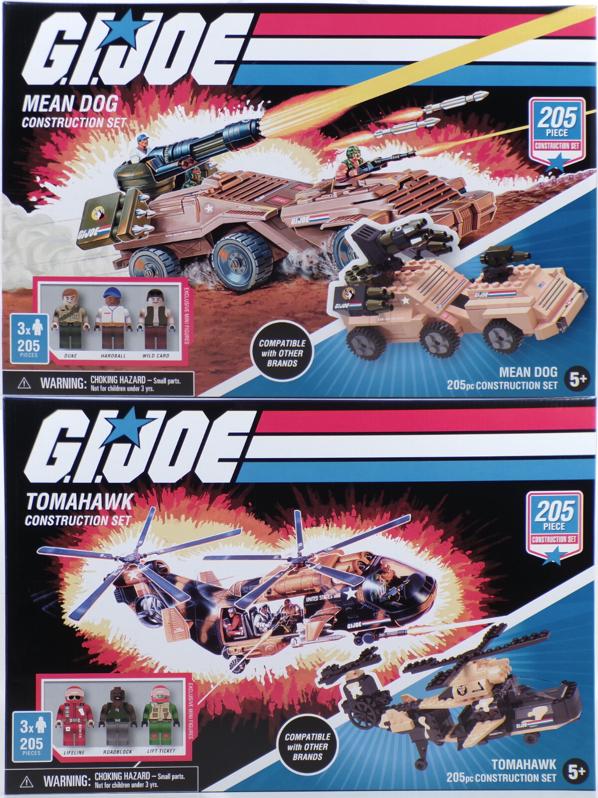 GI Joe MEAN DOG & TOMAHAWK Chopper Construction Set 205 Pcs 6 Figures CTGJ5035